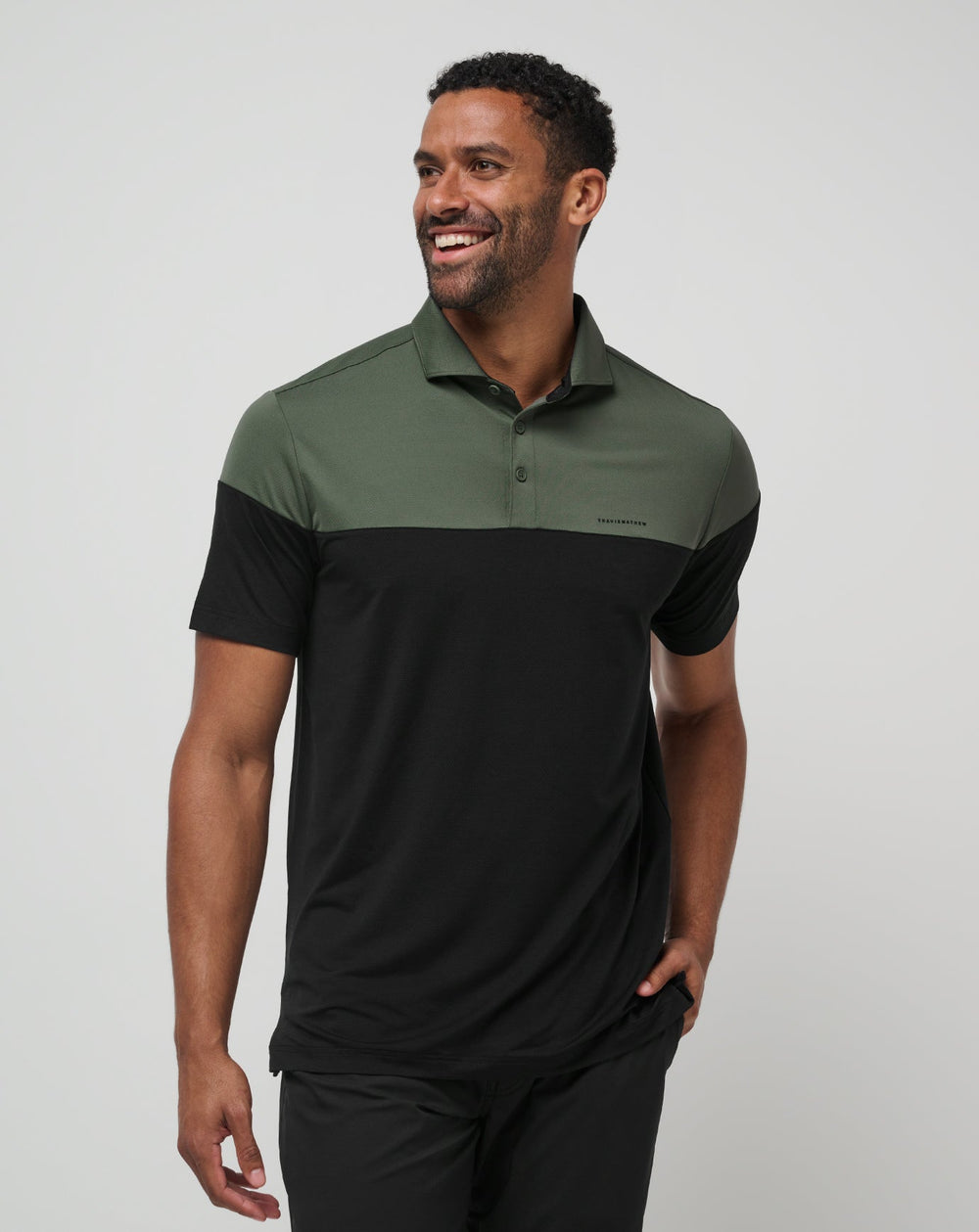 Dark Olive Travis Mathew Heater Pro Color Block Polo
