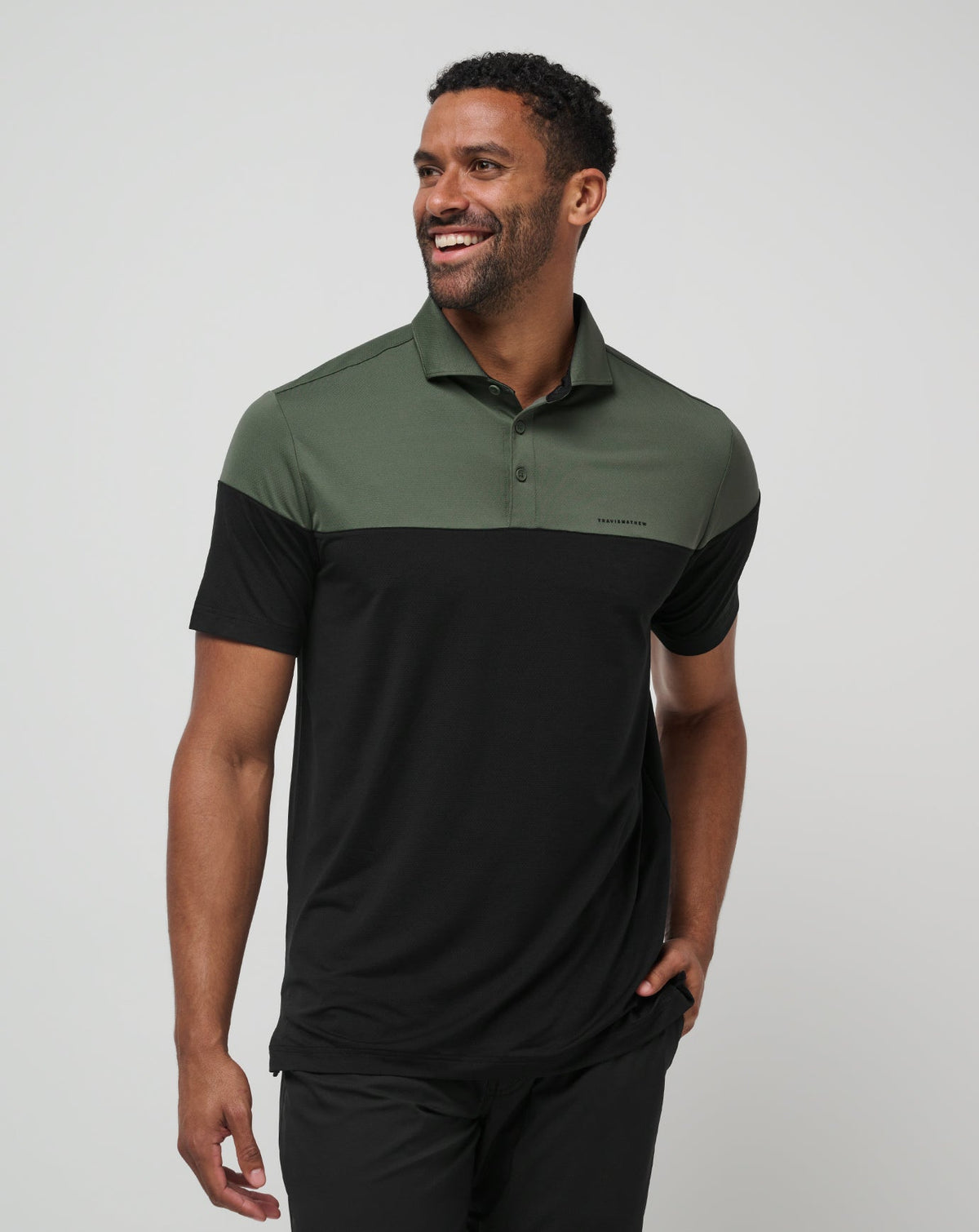 Dark Olive Travis Mathew Heater Pro Color Block Polo