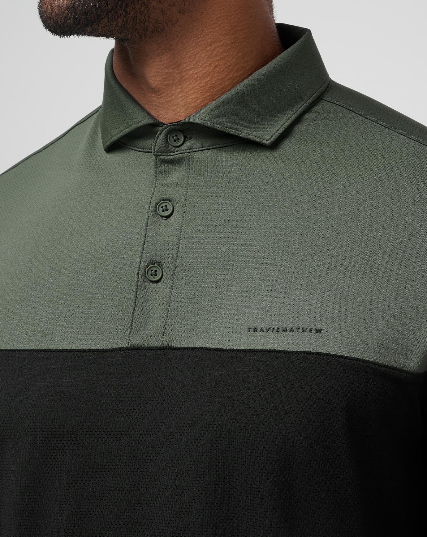 Dark Olive Travis Mathew Heater Pro Color Block Polo