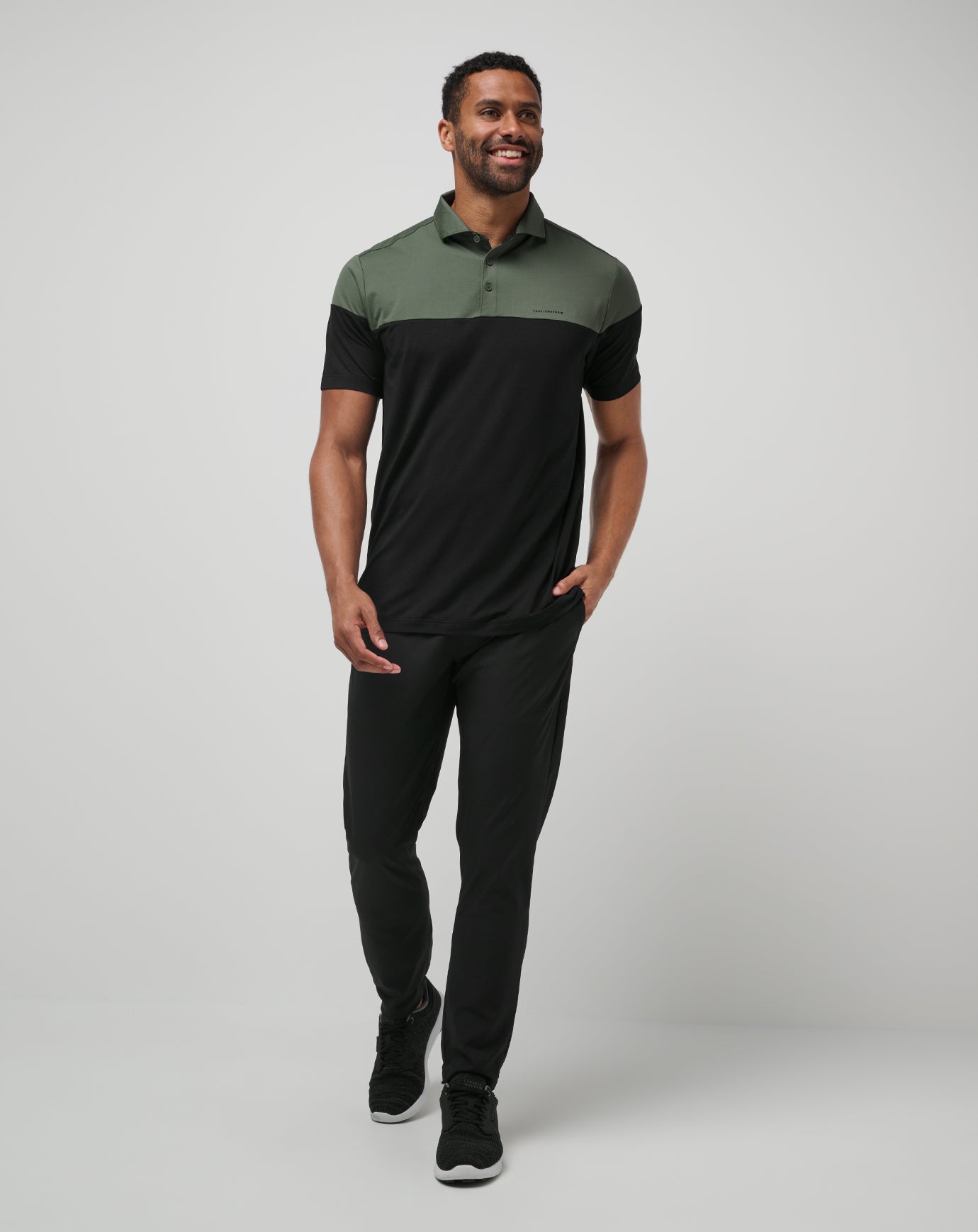Dark Olive Travis Mathew Heater Pro Color Block Polo