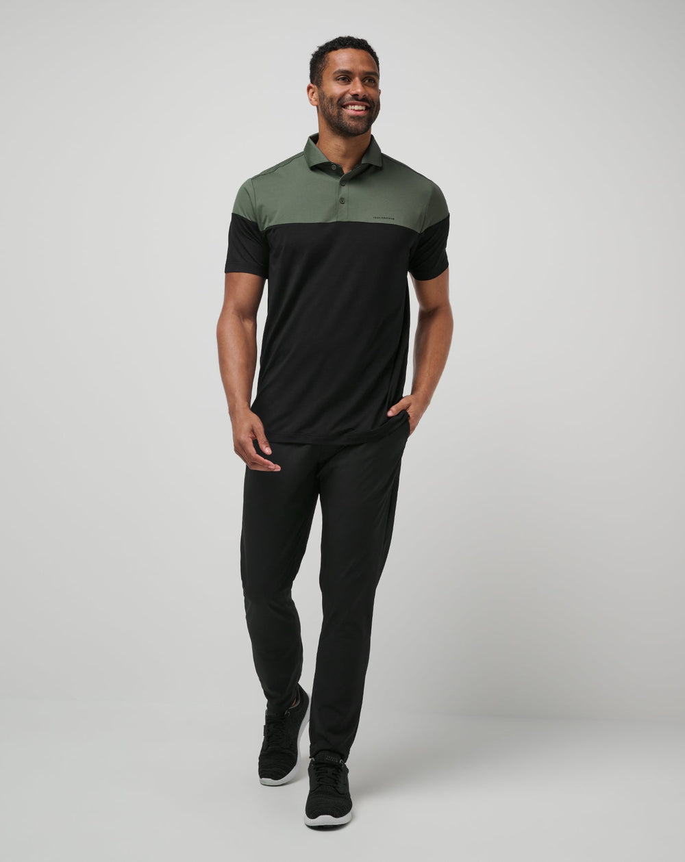Dark Olive Travis Mathew Heater Pro Color Block Polo