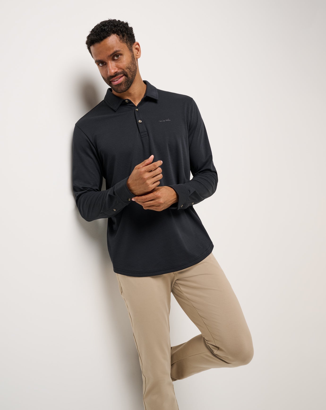 Black Travis Mathew The Zinna 2.0 Long Sleeve Polo