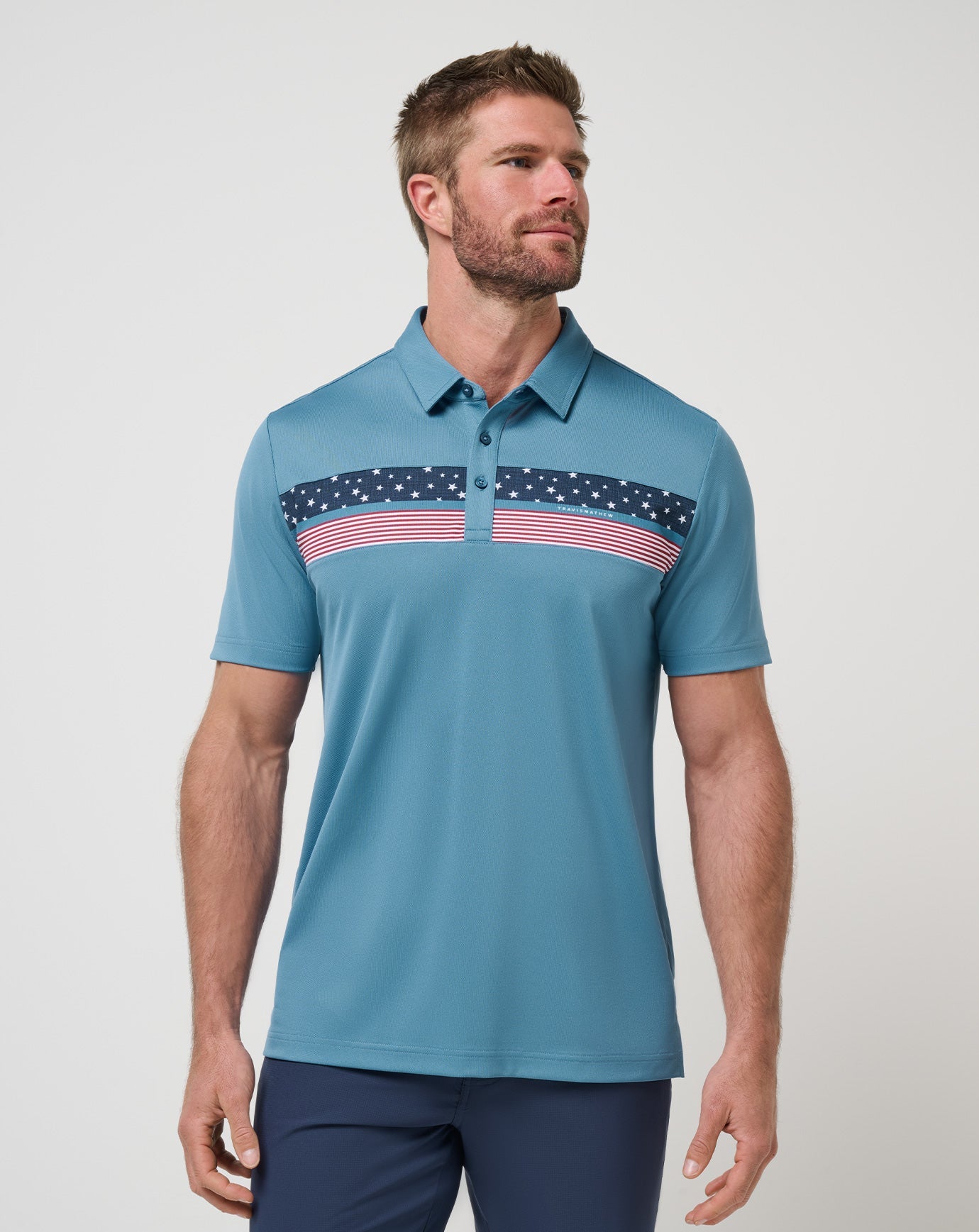 Captains Blue Travis Mathew Good Good Patriot Polo