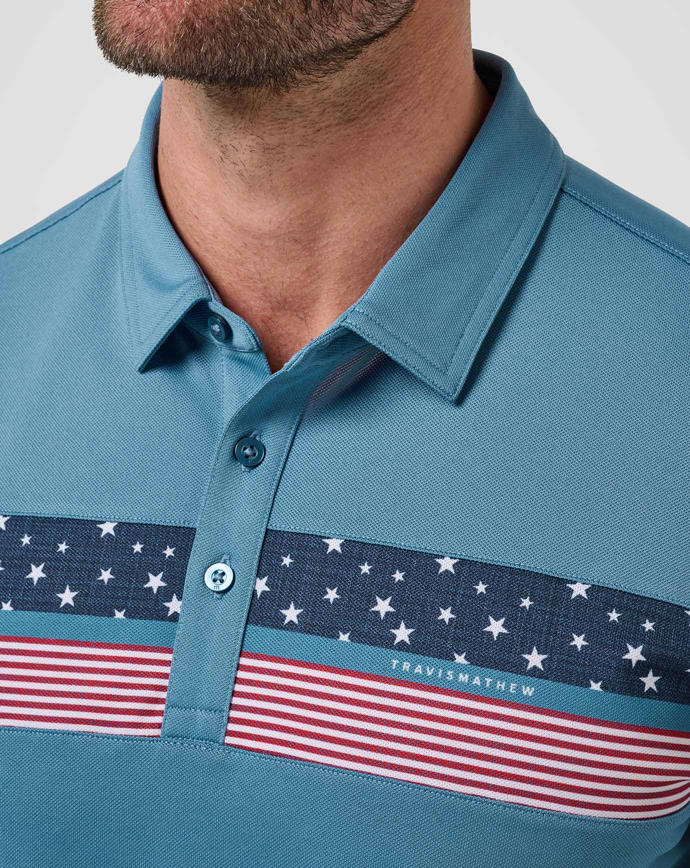 Captains Blue Travis Mathew Good Good Patriot Polo
