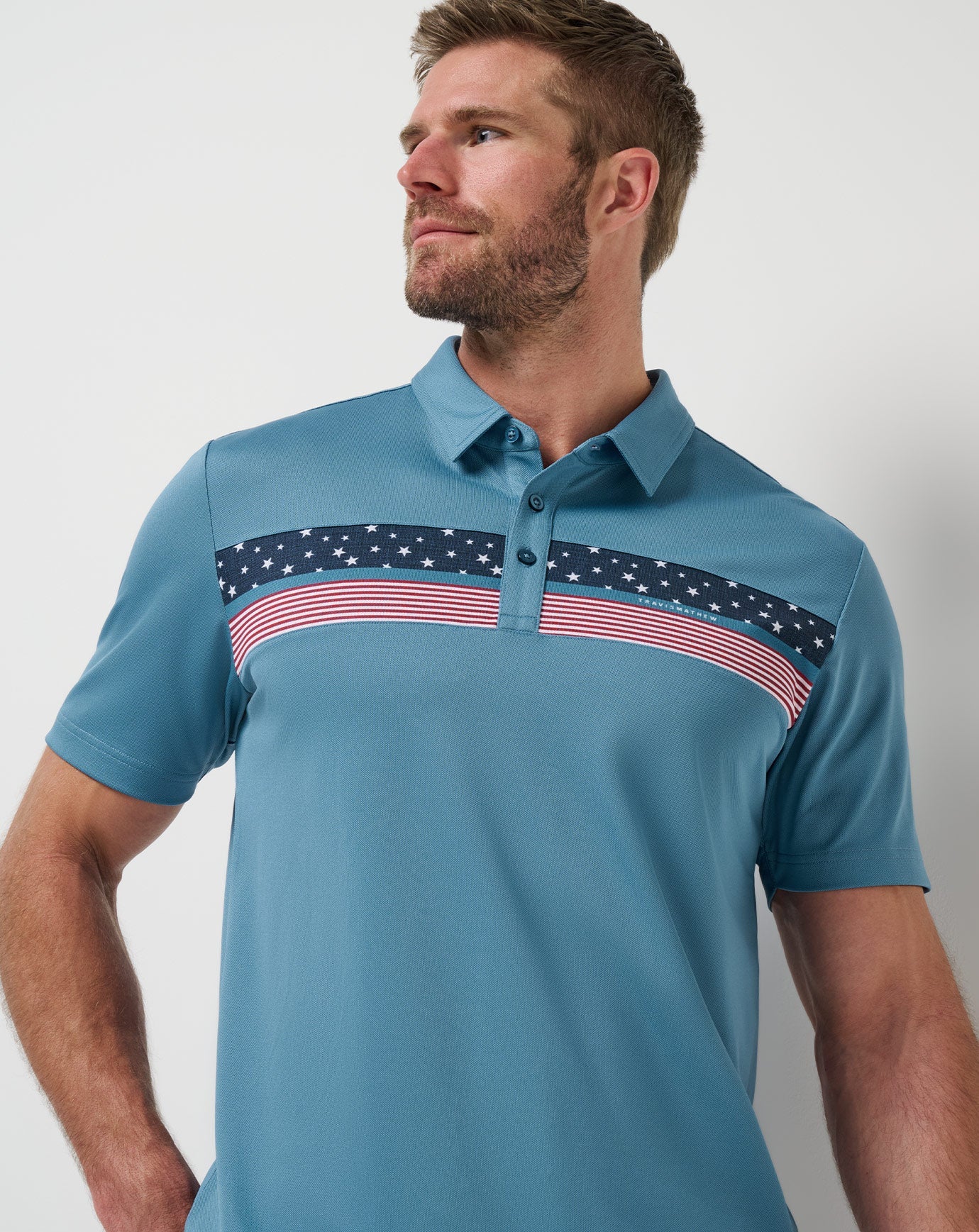 Captains Blue Travis Mathew Good Good Patriot Polo
