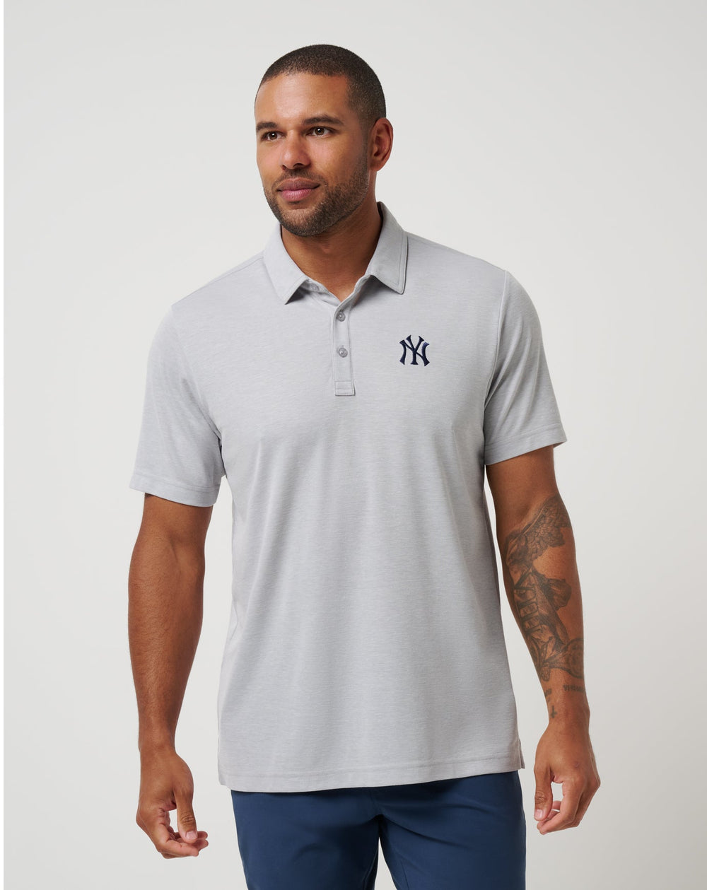 Heather Grey Travis Mathew New York Yankees Playoff Pitch Polo
