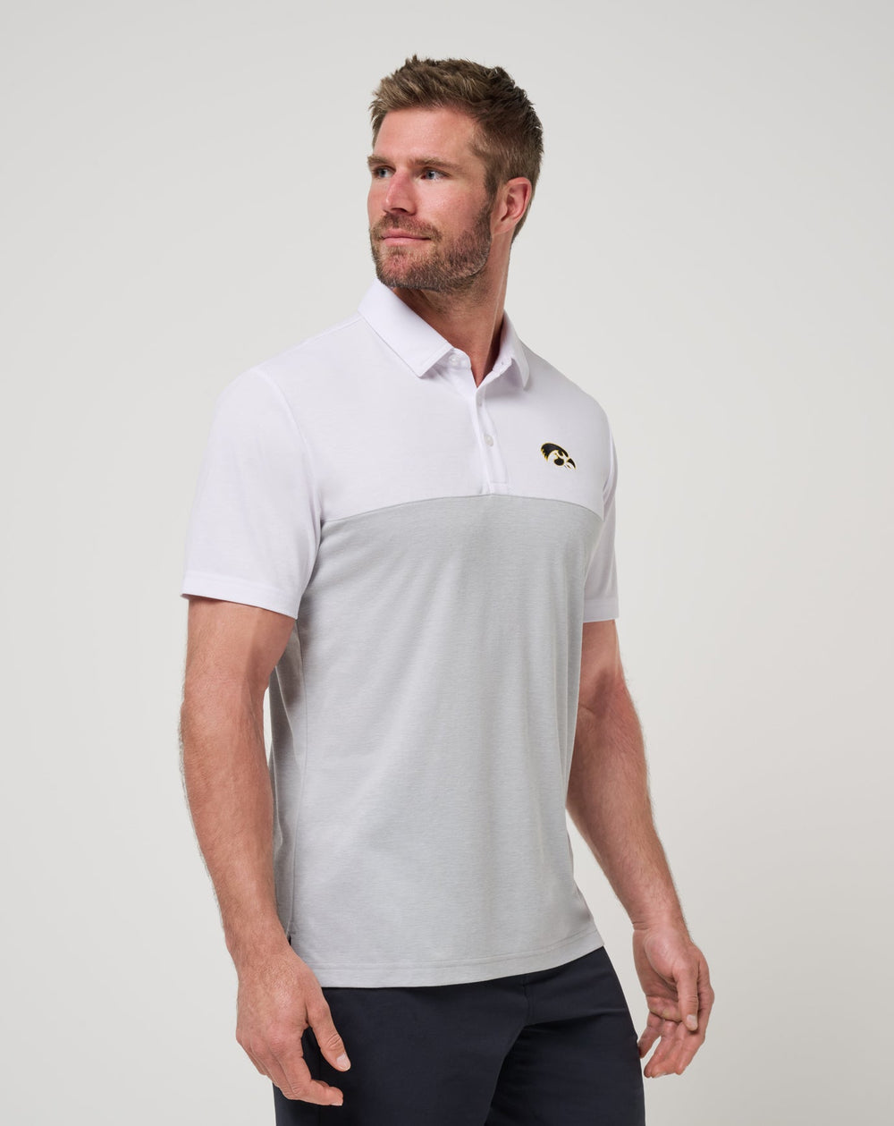 White/Heather Grey Travis Mathew Iowa Drop Back Polo