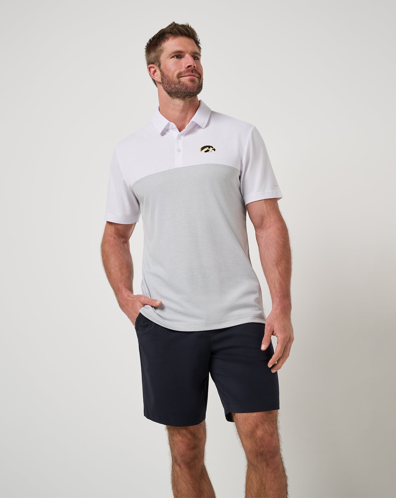 White/Heather Grey Travis Mathew Iowa Drop Back Polo