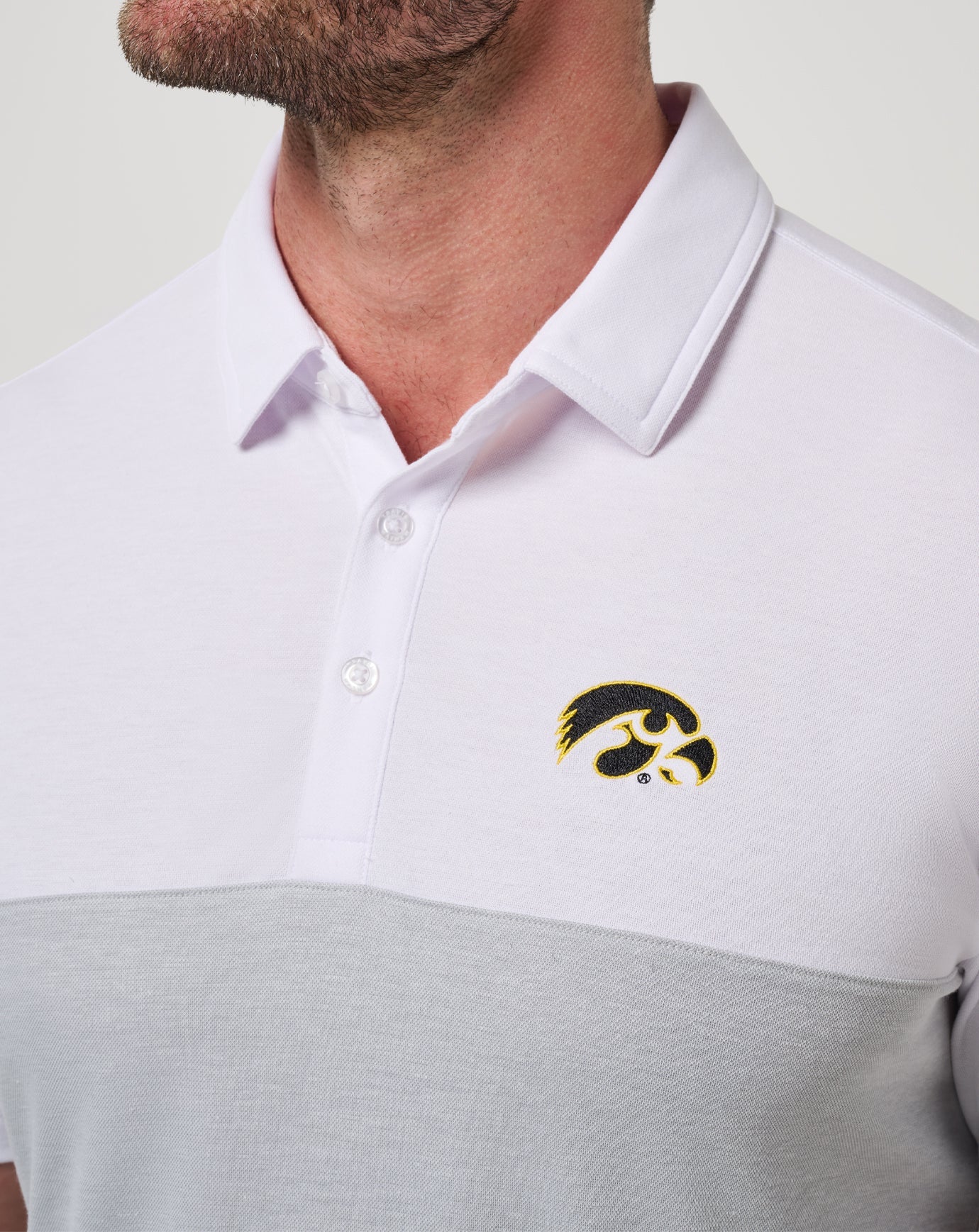 White/Heather Grey Travis Mathew Iowa Drop Back Polo