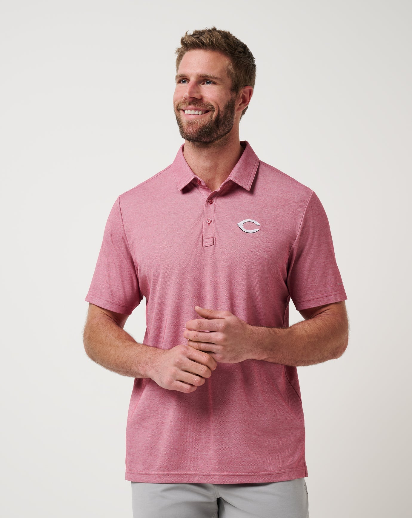 Heather Red Travis Mathew Cincinnati Reds Playoff Pitch Polo