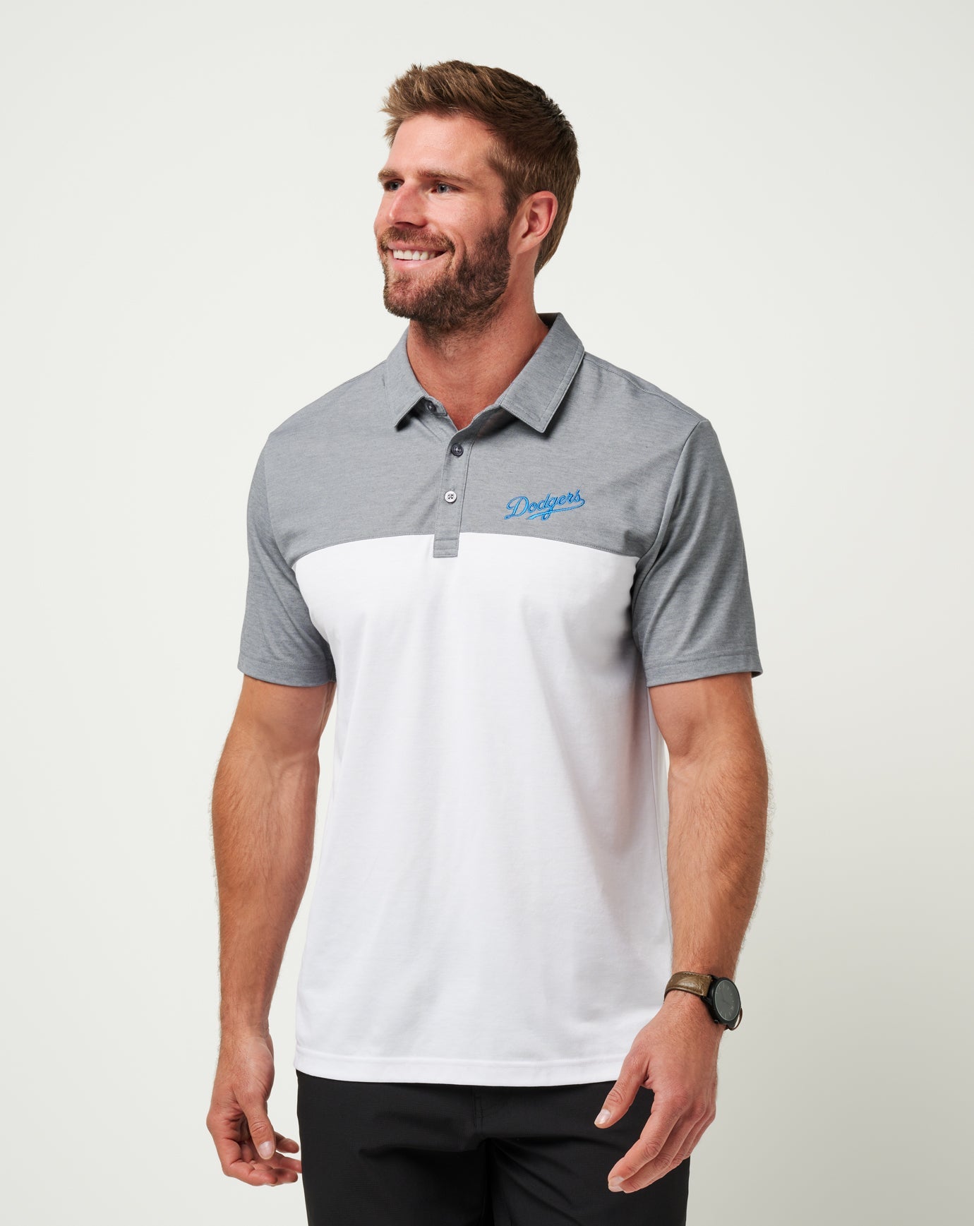 Heather Quiet Shade/White Travis Mathew Los Angeles Dodgers The Rudds 2.0 Polo