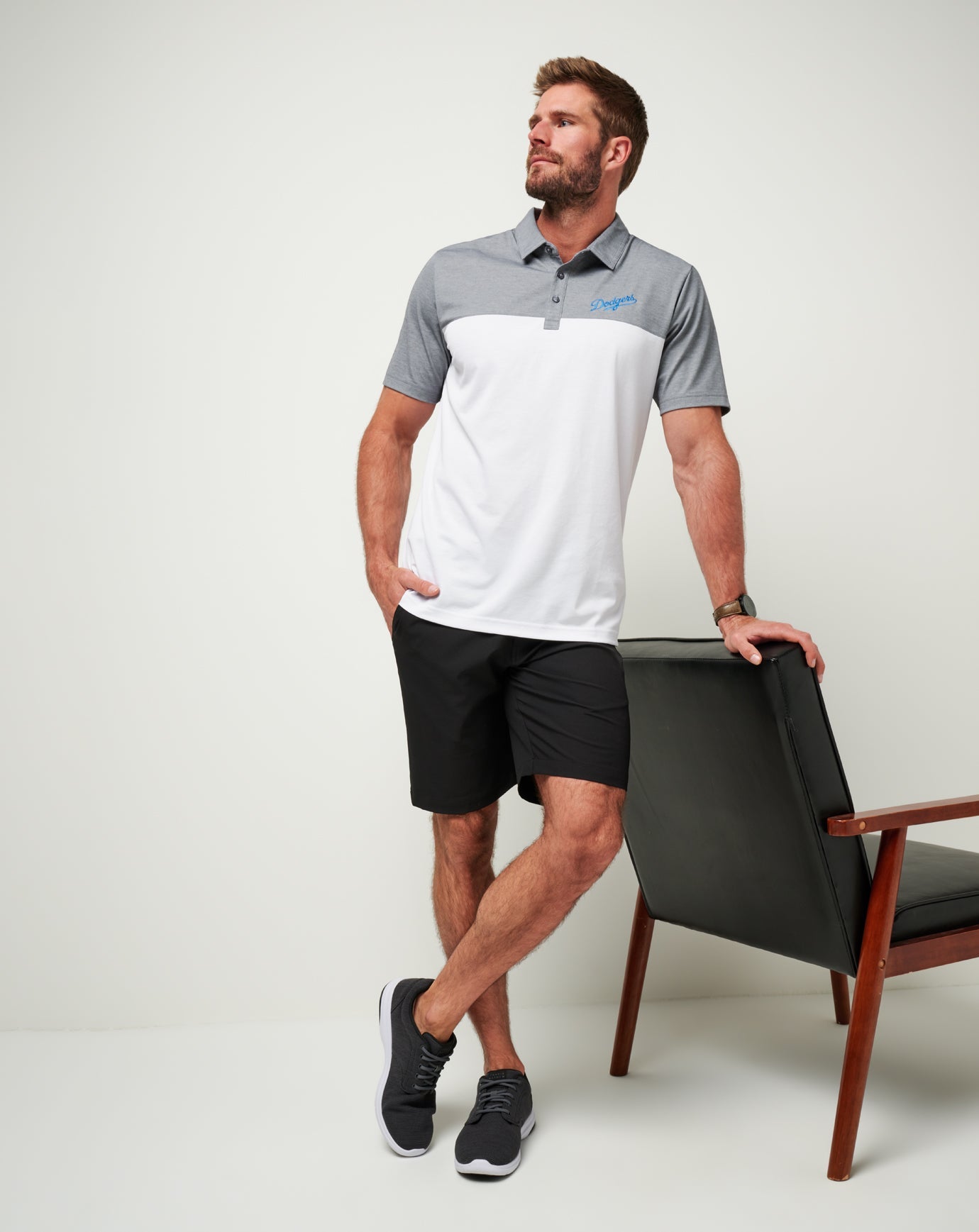 Heather Quiet Shade/White Travis Mathew Los Angeles Dodgers The Rudds 2.0 Polo
