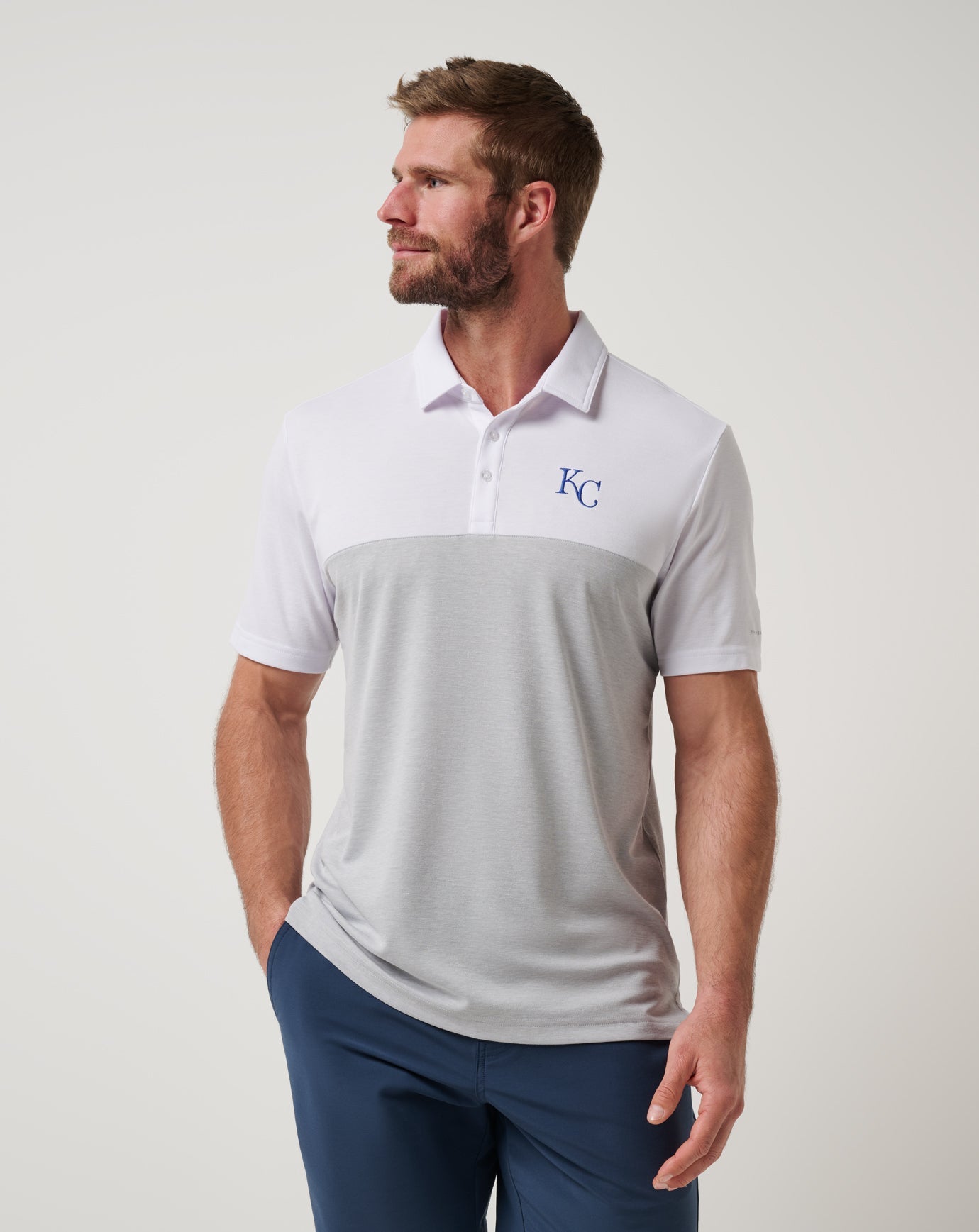 White/Heather Grey Travis Mathew Kansas City Royals Home Run Leader Polo