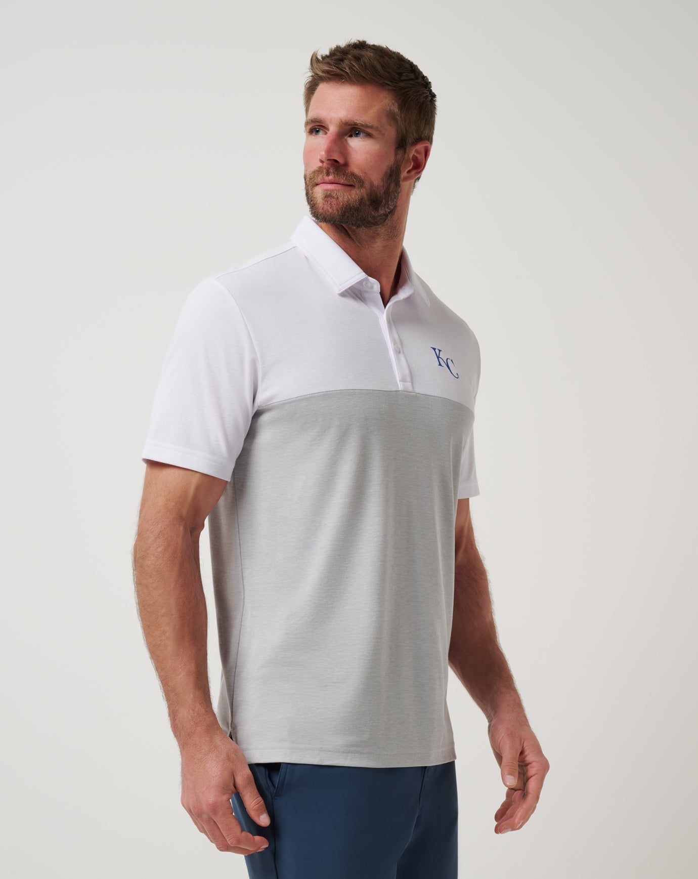 White/Heather Grey Travis Mathew Kansas City Royals Home Run Leader Polo