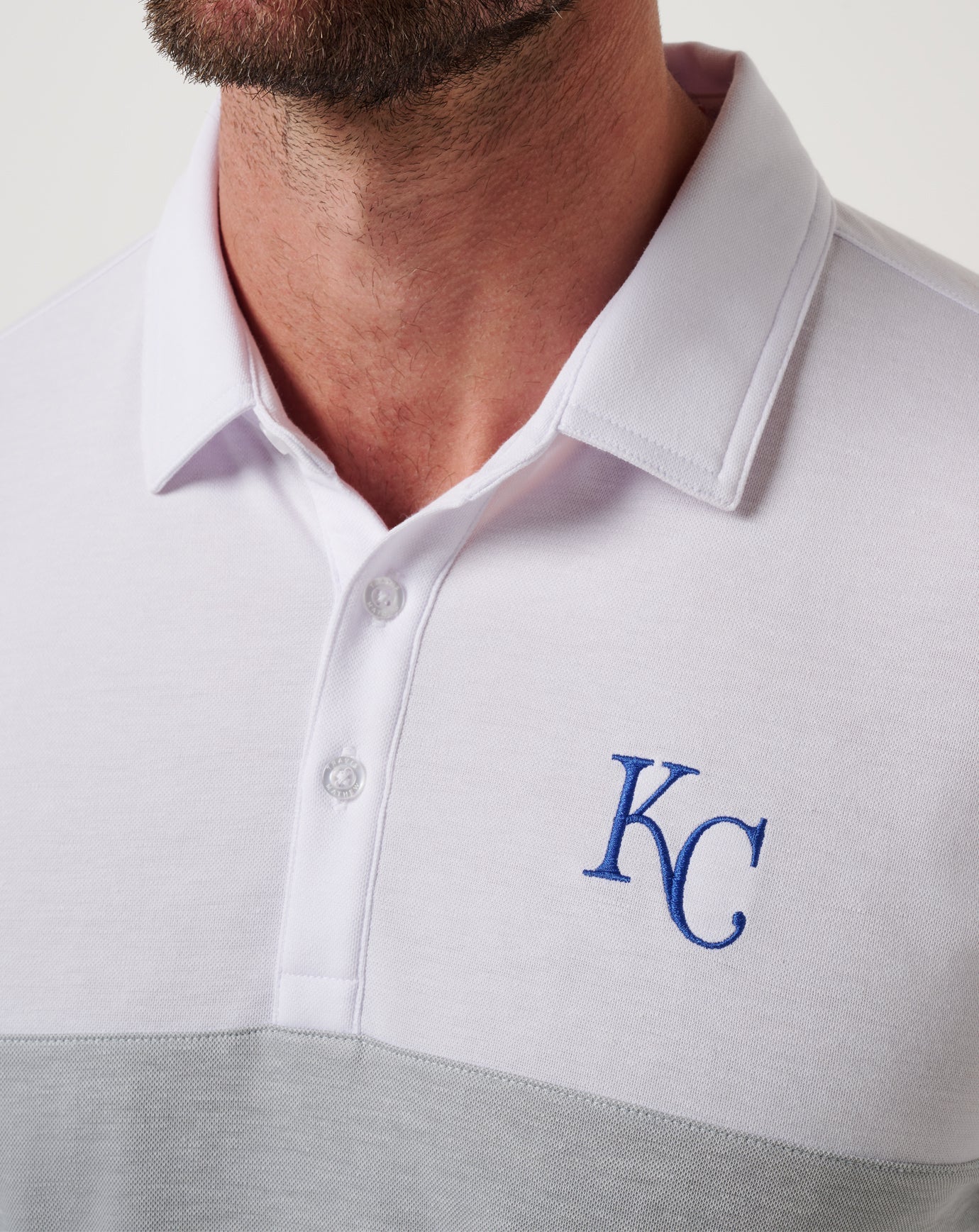 White/Heather Grey Travis Mathew Kansas City Royals Home Run Leader Polo