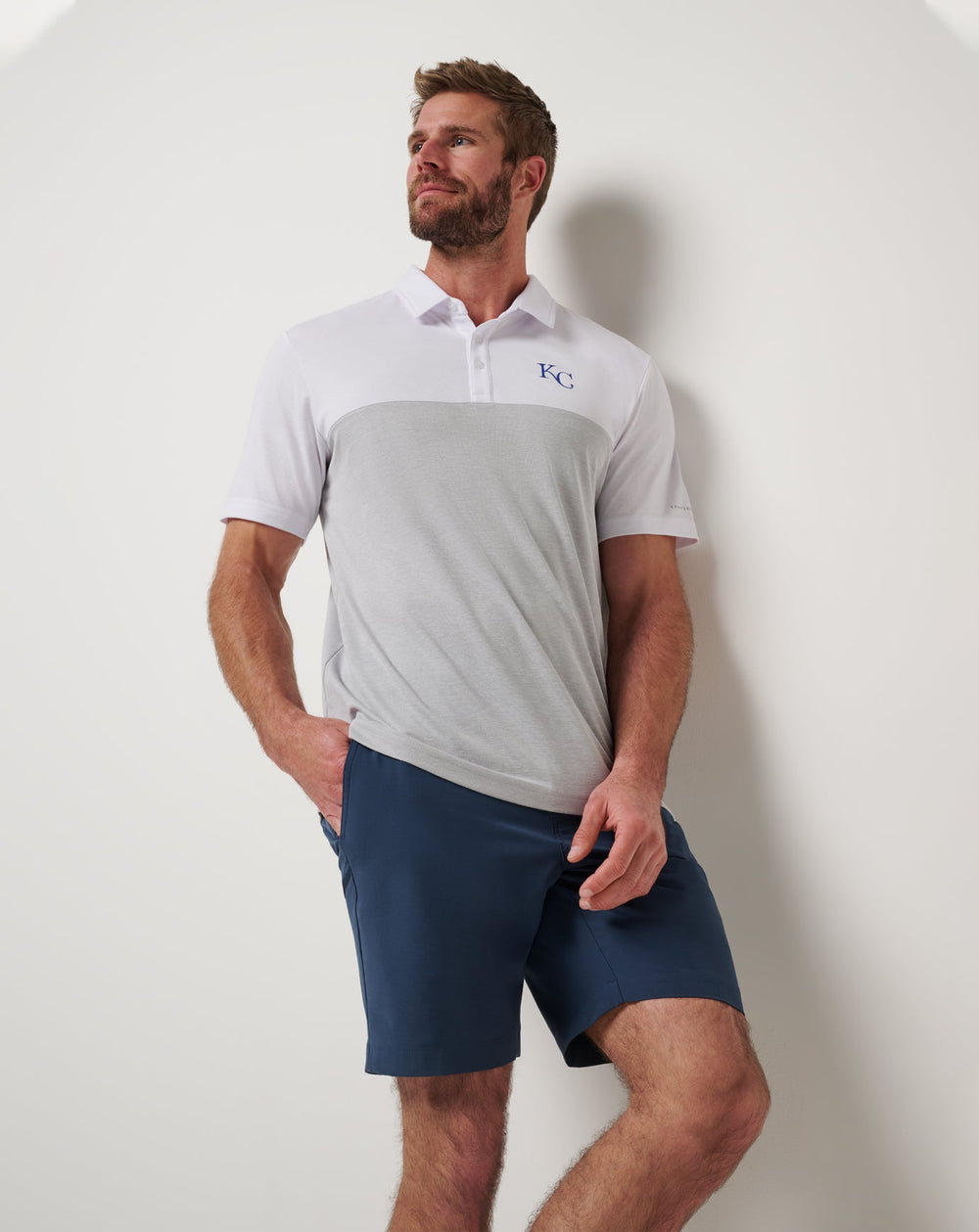 White/Heather Grey Travis Mathew Kansas City Royals Home Run Leader Polo