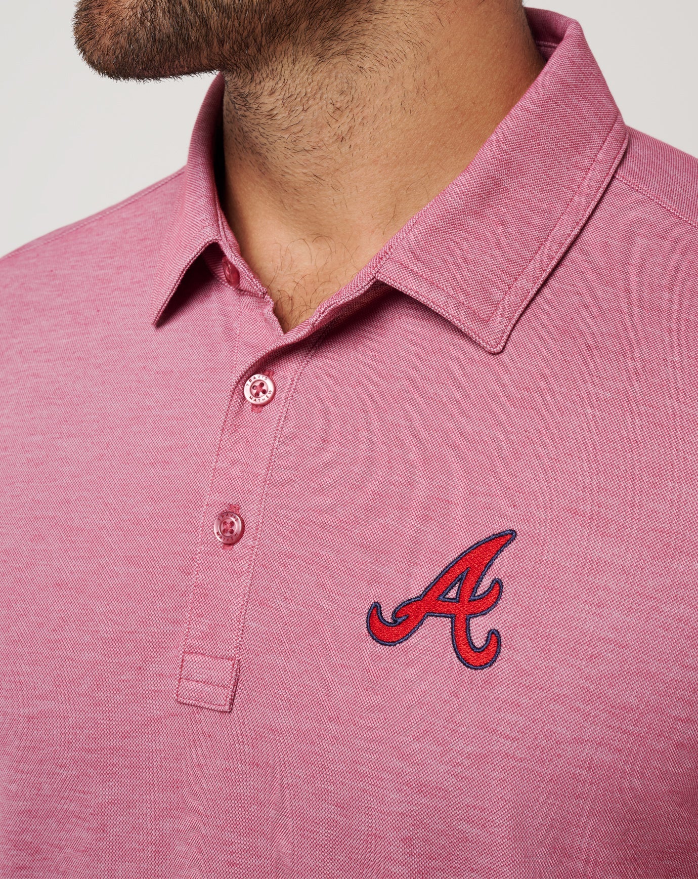 Heather Red Travis Mathew Atlanta Braves Playoff Pitch Polo
