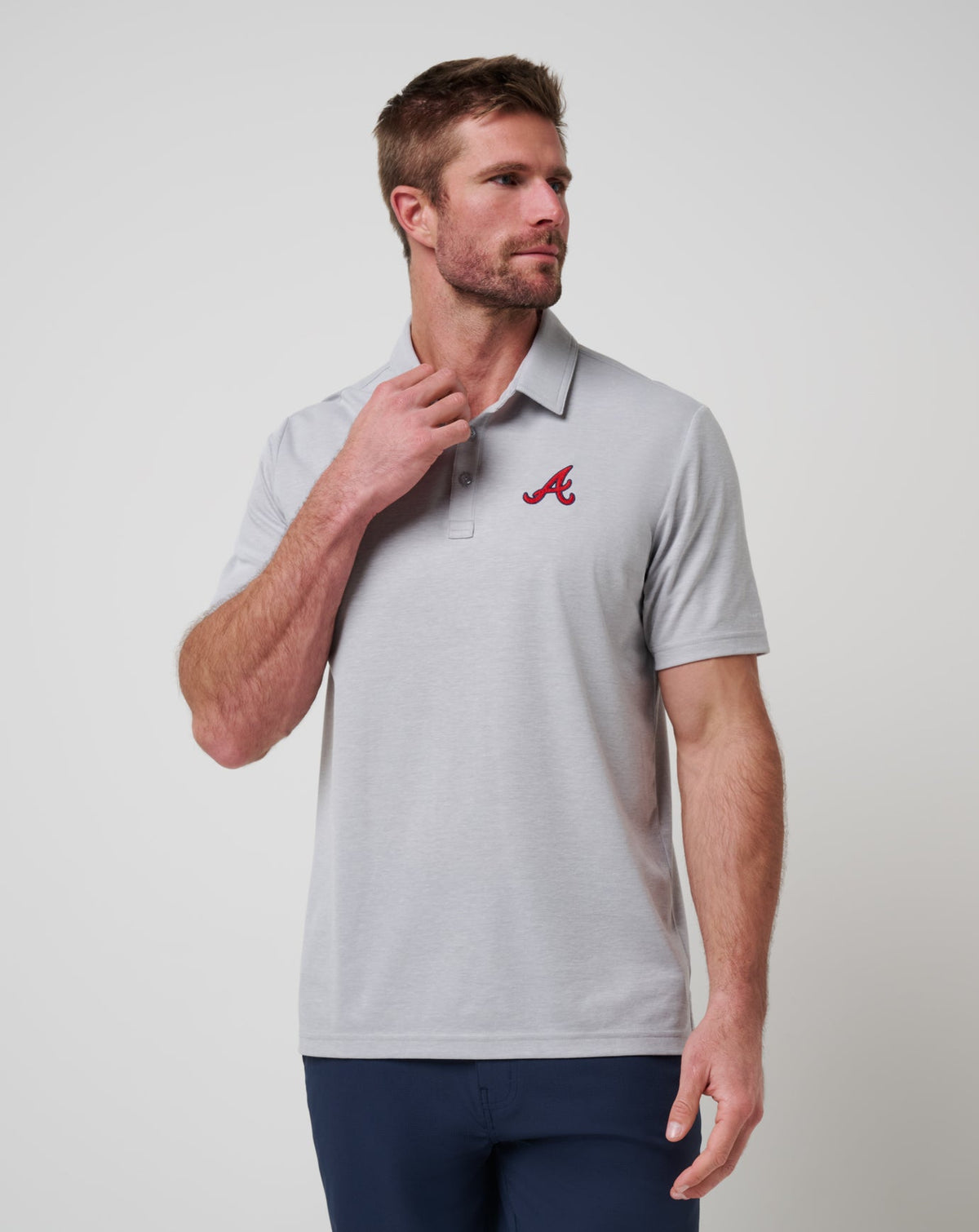 Heather Grey Travis Mathew Atlanta Braves Playoff Pitch Polo
