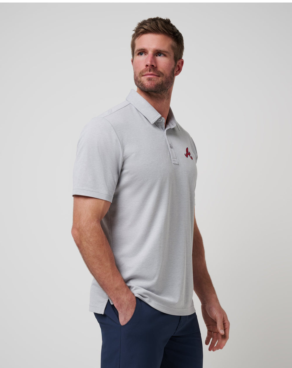 Heather Grey Travis Mathew Atlanta Braves Playoff Pitch Polo