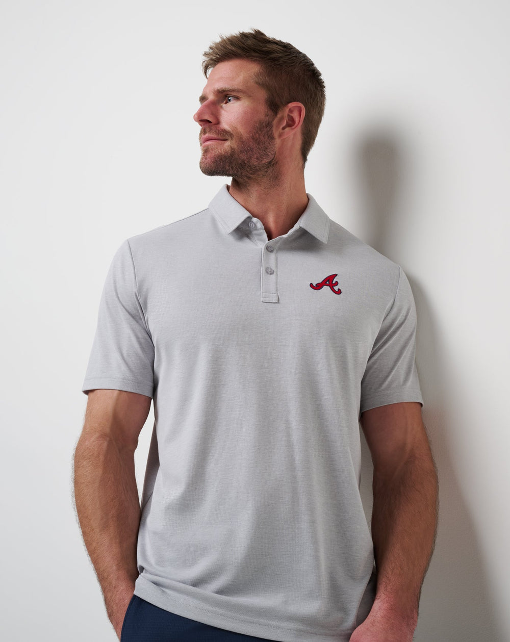 Heather Grey Travis Mathew Atlanta Braves Playoff Pitch Polo