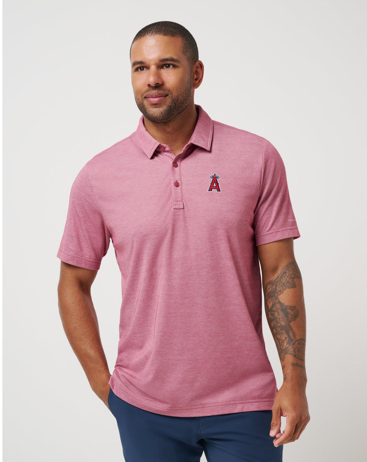 Heather Red Travis Mathew Los Angeles Angels Playoff Pitch Polo