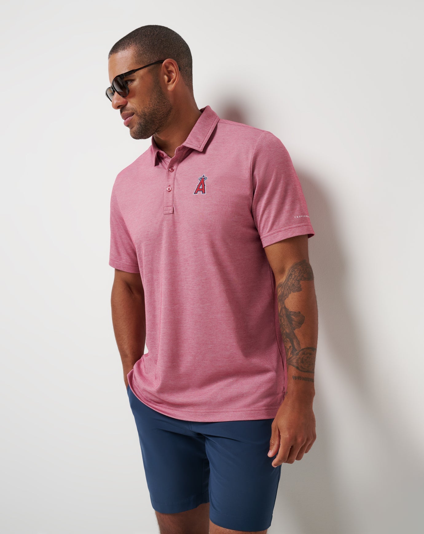 Heather Red Travis Mathew Los Angeles Angels Playoff Pitch Polo
