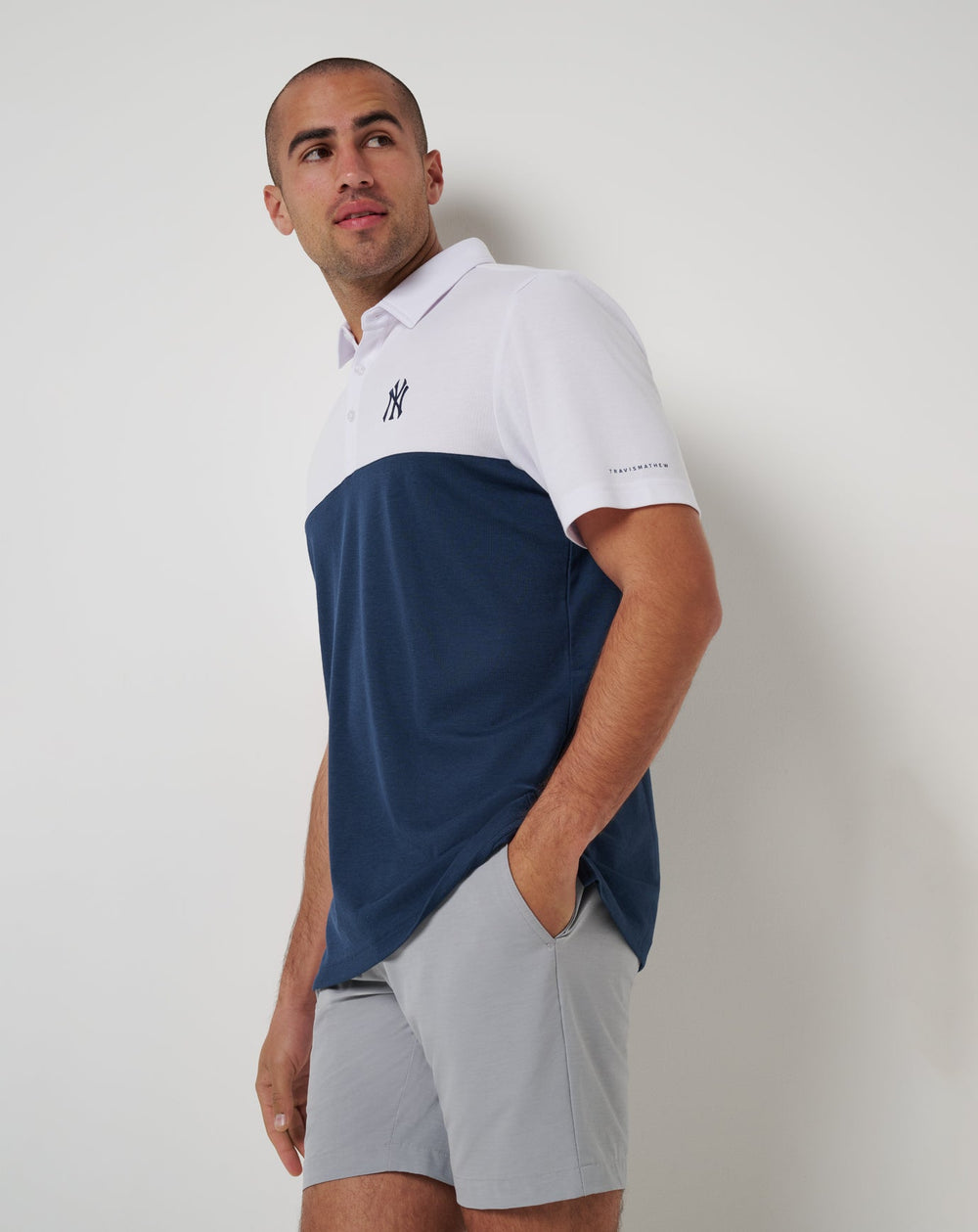 White/Navy Travis Mathew New York Yankees Home Run Leader Polo