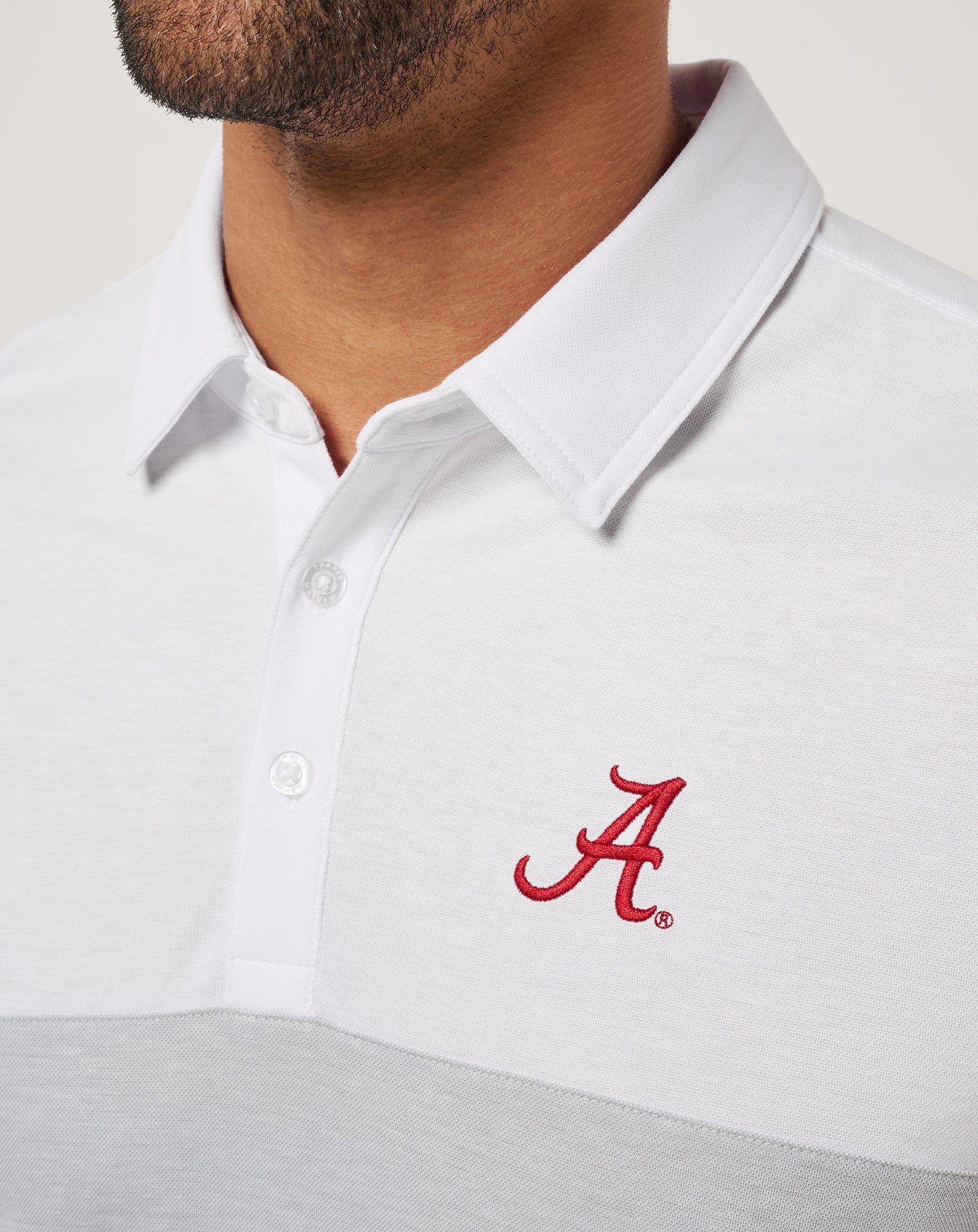 White/Heather Grey Travis Mathew Alabama Drop Back Polo