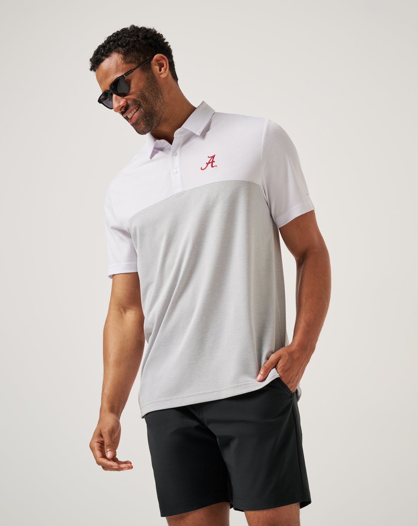 White/Heather Grey Travis Mathew Alabama Drop Back Polo