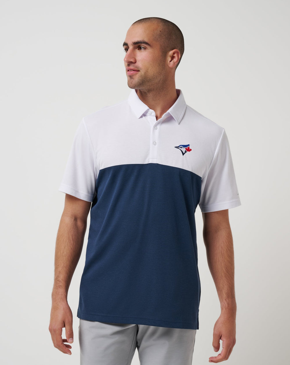 White/Navy Travis Mathew Toronto Blue Jays Home Run Leader Polo