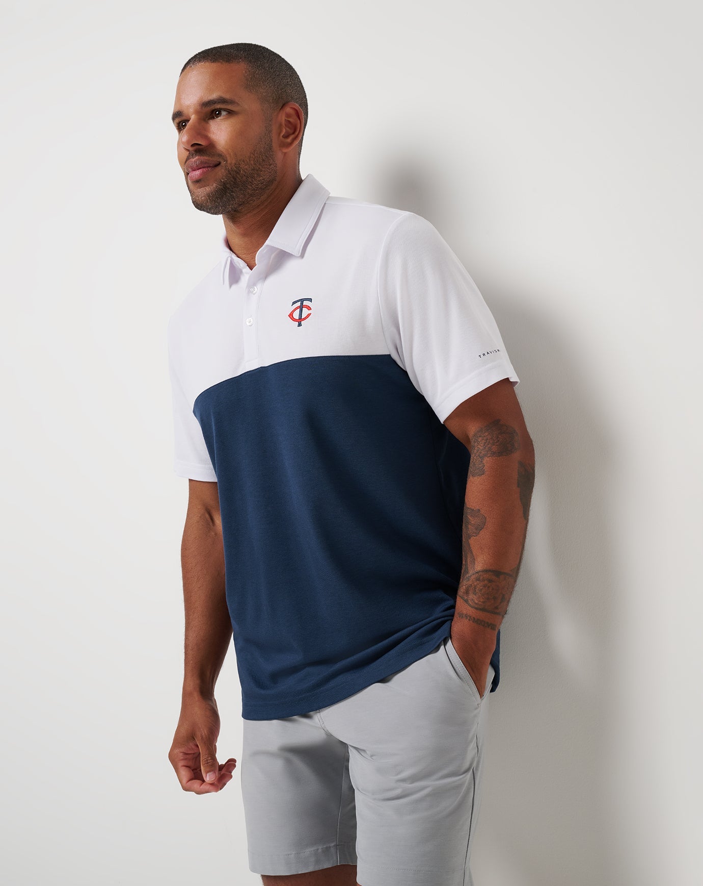 White/Navy Travis Mathew Minnesota Twins Home Run Leader Polo