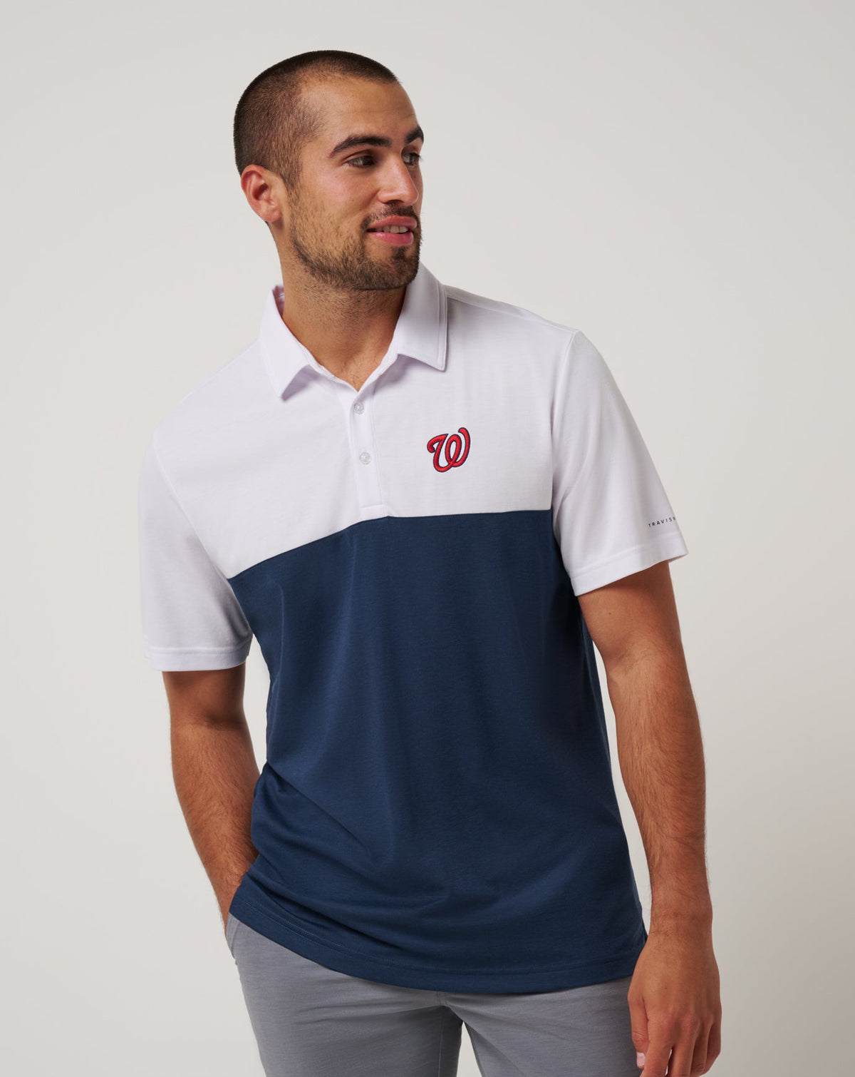 White/Navy Travis Mathew Washington Nationls Home Run Leader Polo