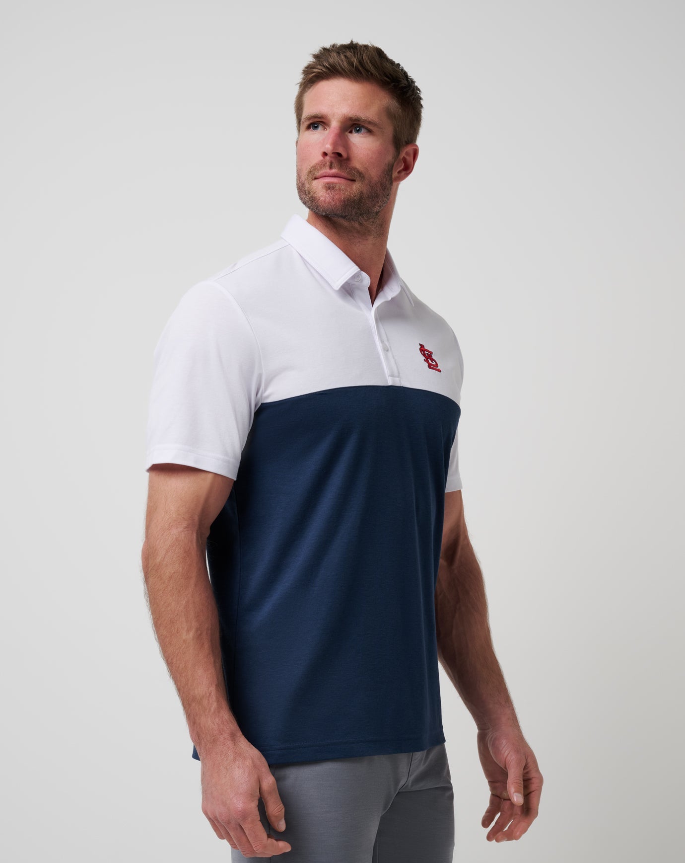White/Navy Travis Mathew St Louis Cardinals Home Run Leader Polo