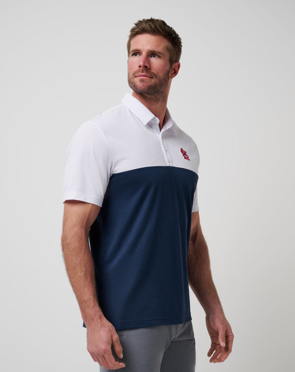 White/Navy Travis Mathew St Louis Cardinals Home Run Leader Polo