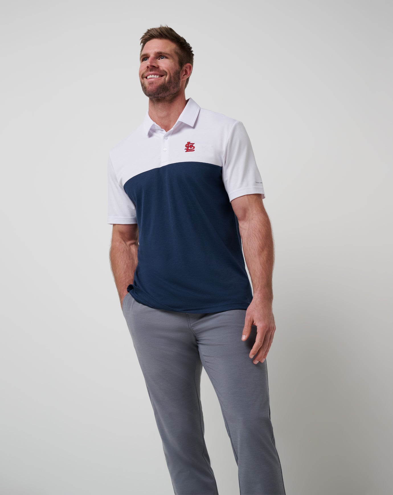 White/Navy Travis Mathew St Louis Cardinals Home Run Leader Polo
