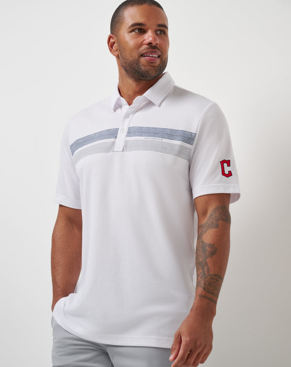 White Travis Mathew Cleveland Guardians Top Recruit Polo