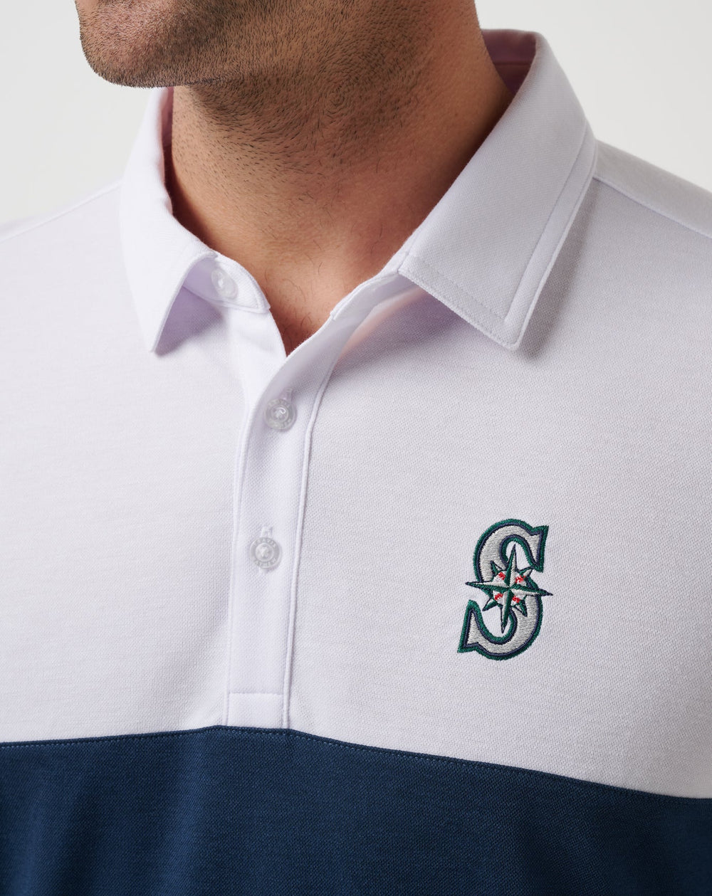White/Navy Travis Mathew Seattle Mariners Home Run Leader Polo