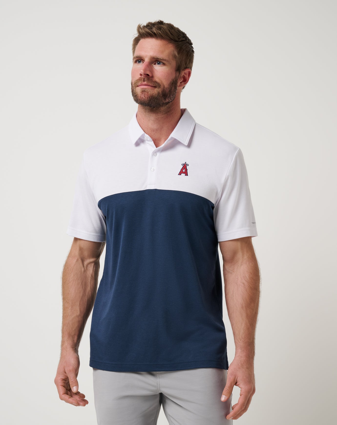 White/Navy Travis Mathew Los Angeles Angels Home Run Leader Polo