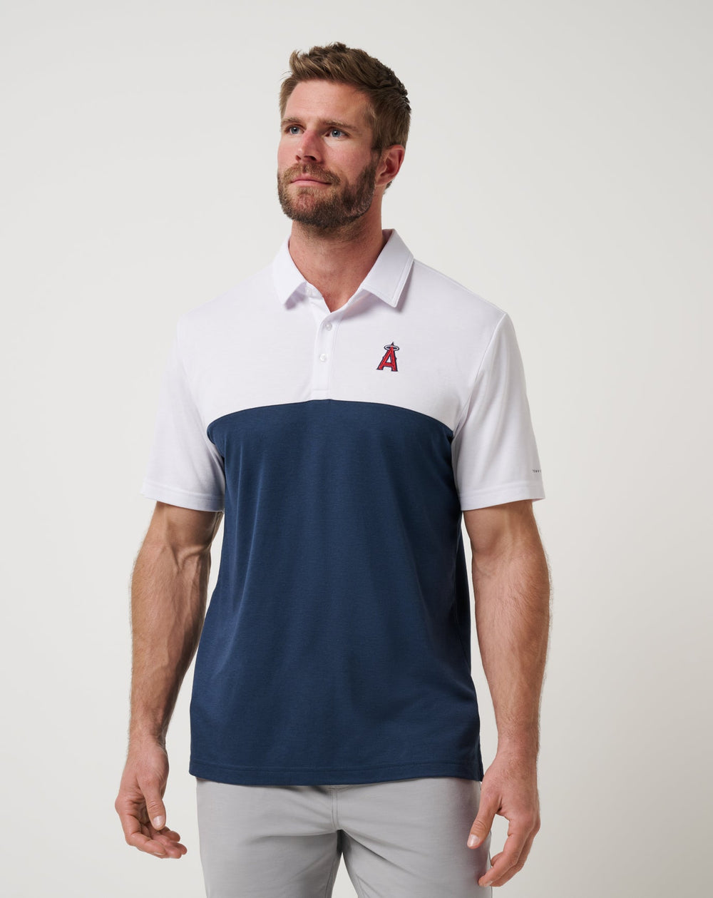 White/Navy Travis Mathew Los Angeles Angels Home Run Leader Polo
