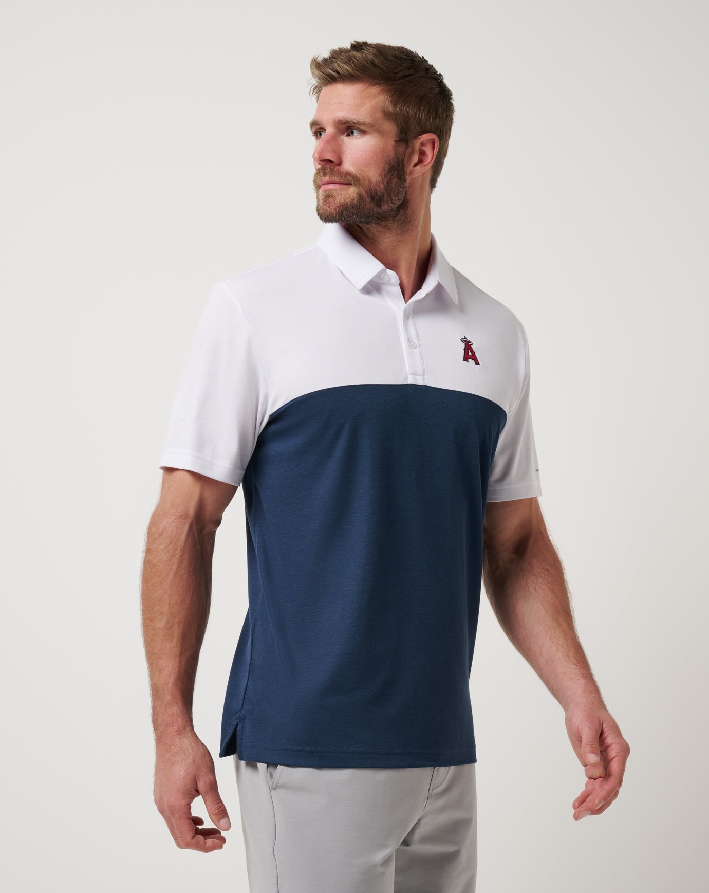 White/Navy Travis Mathew Los Angeles Angels Home Run Leader Polo