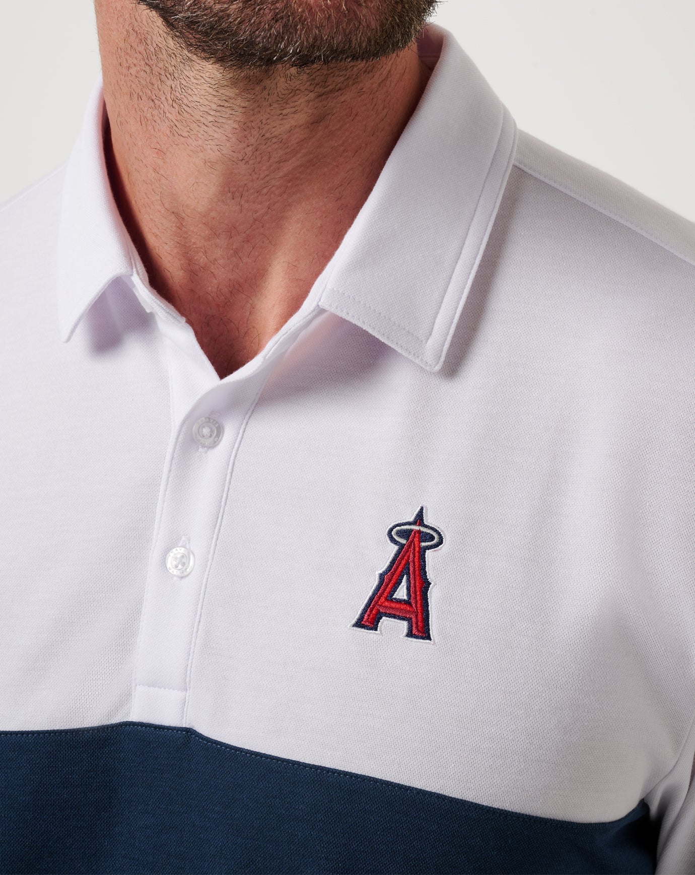 White/Navy Travis Mathew Los Angeles Angels Home Run Leader Polo