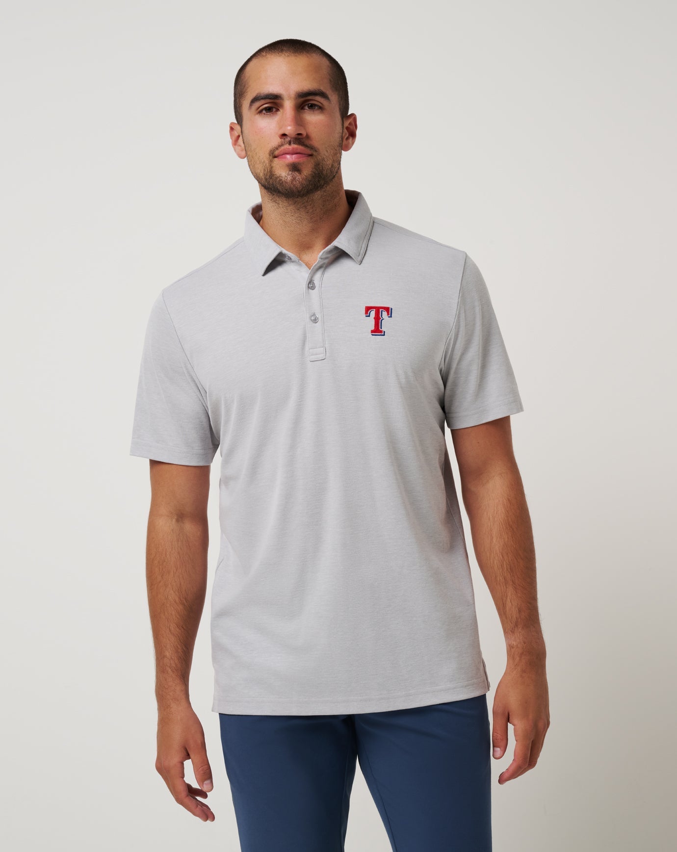 Heather Grey Travis Mathew Texas Rangers Playoff Pitch Polo