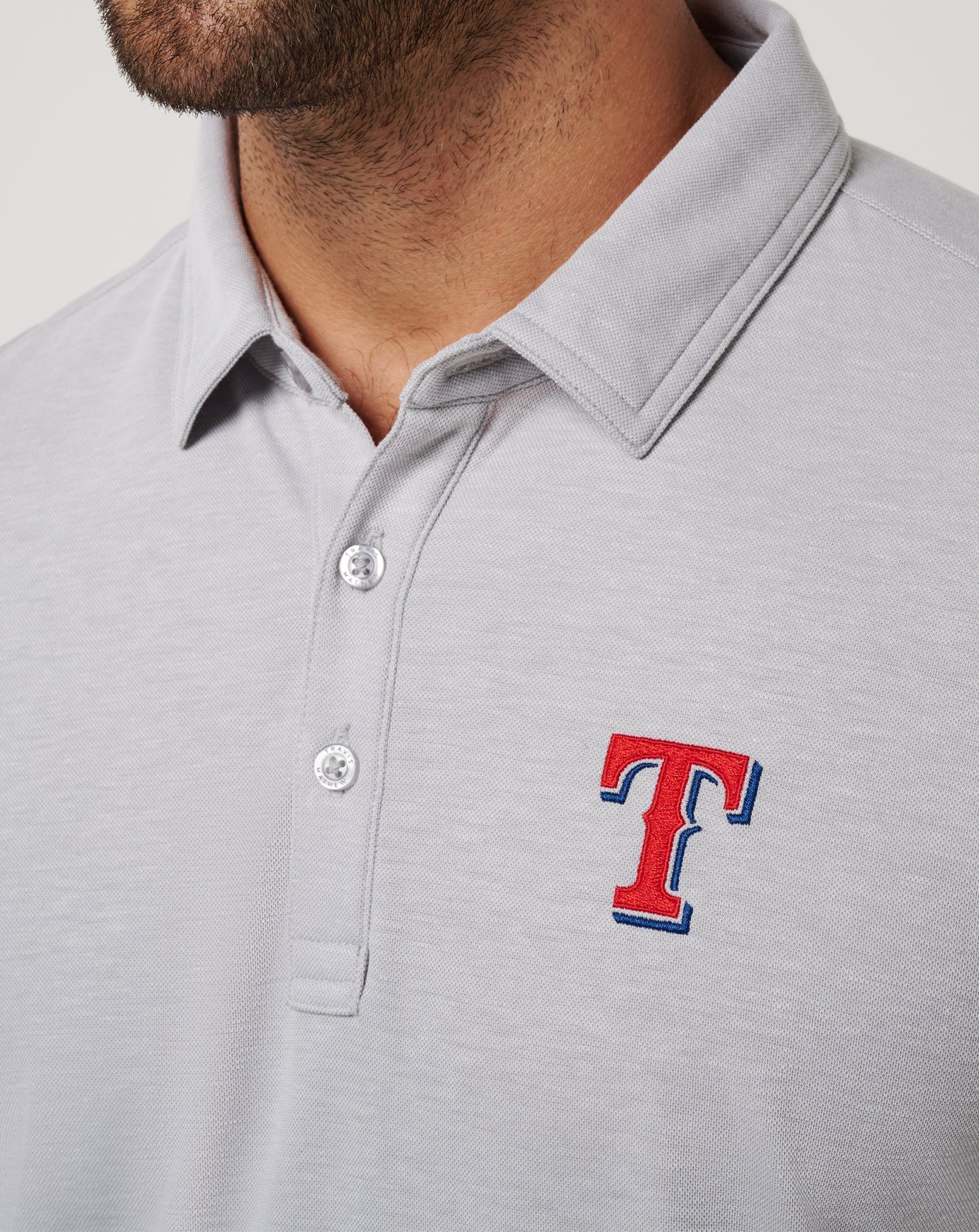 Heather Grey Travis Mathew Texas Rangers Playoff Pitch Polo