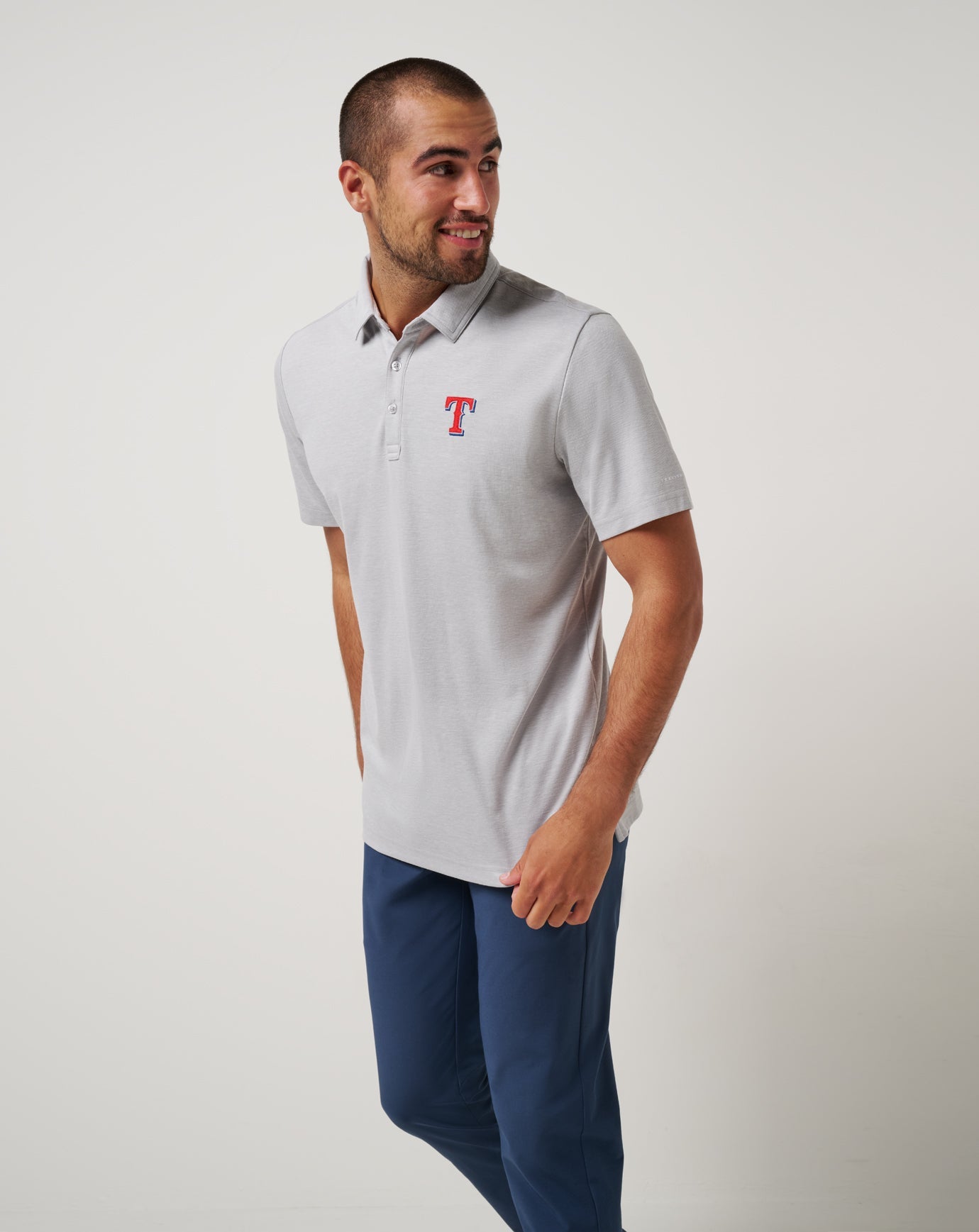 Heather Grey Travis Mathew Texas Rangers Playoff Pitch Polo