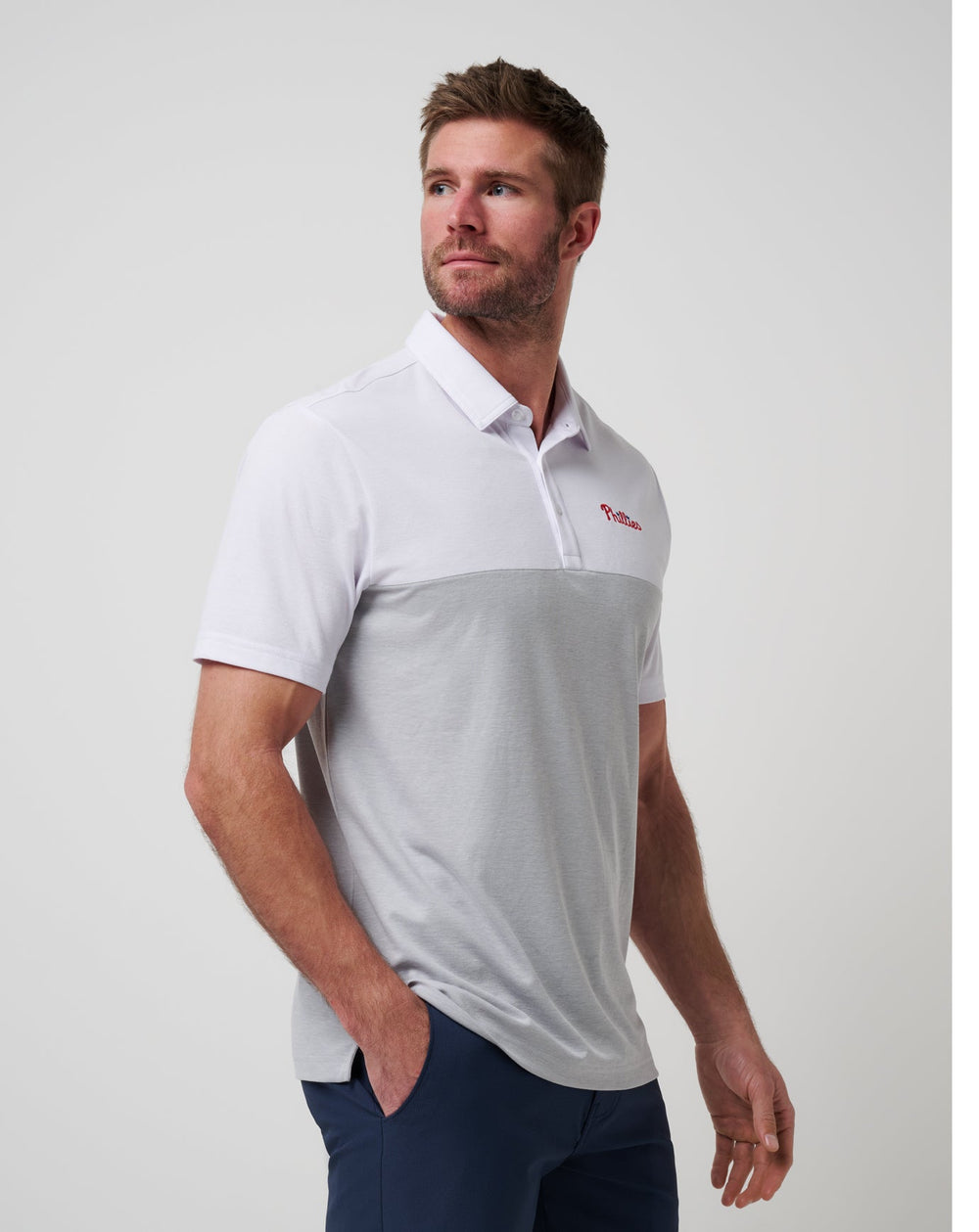 White/Heather Grey Travis Mathew Philadelphia Phillies Home Run Leader Polo