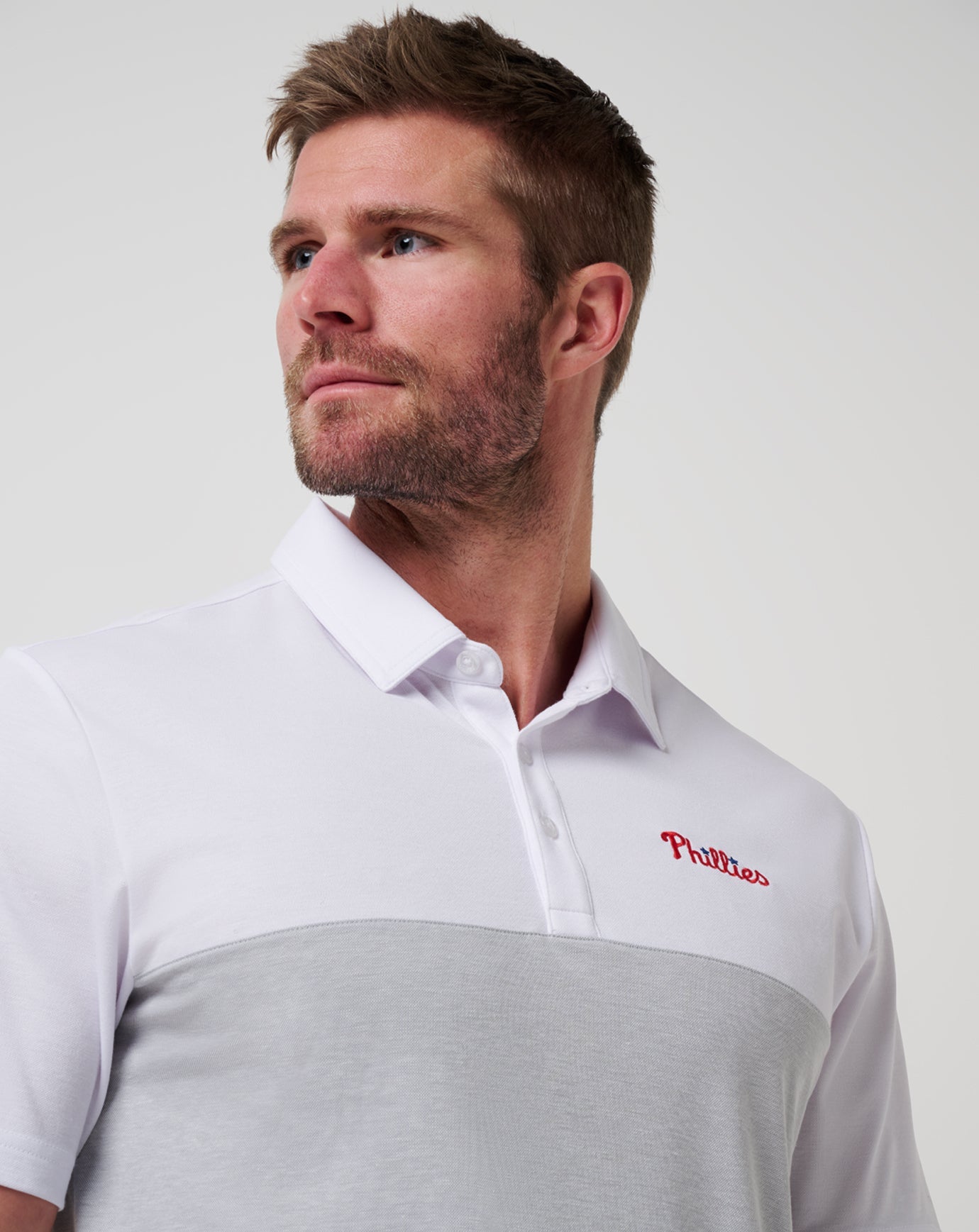 White/Heather Grey Travis Mathew Philadelphia Phillies Home Run Leader Polo
