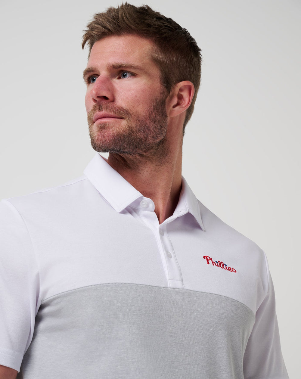 White/Heather Grey Travis Mathew Philadelphia Phillies Home Run Leader Polo