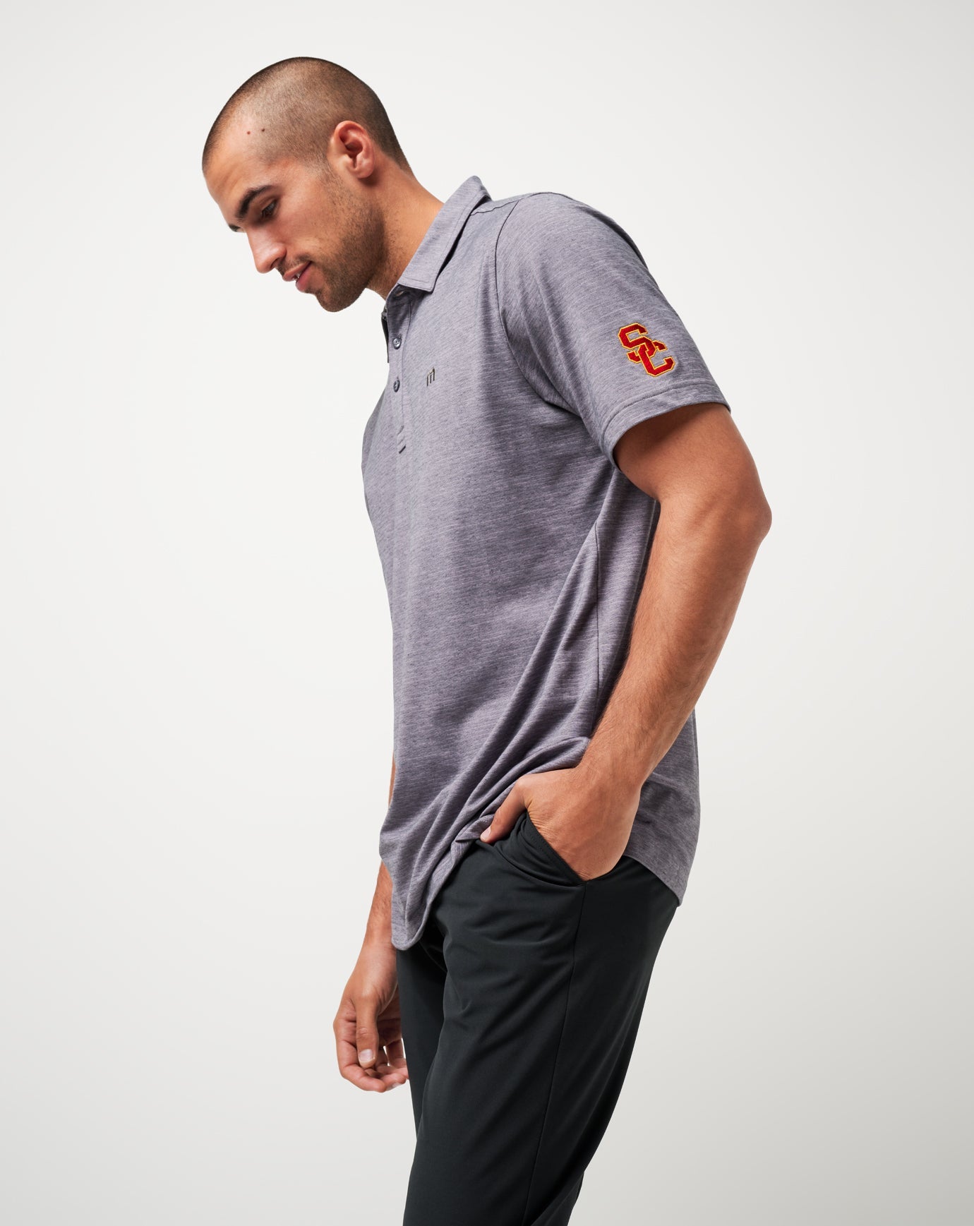 Heather Microchip Travis Mathew USC The Heater Polo