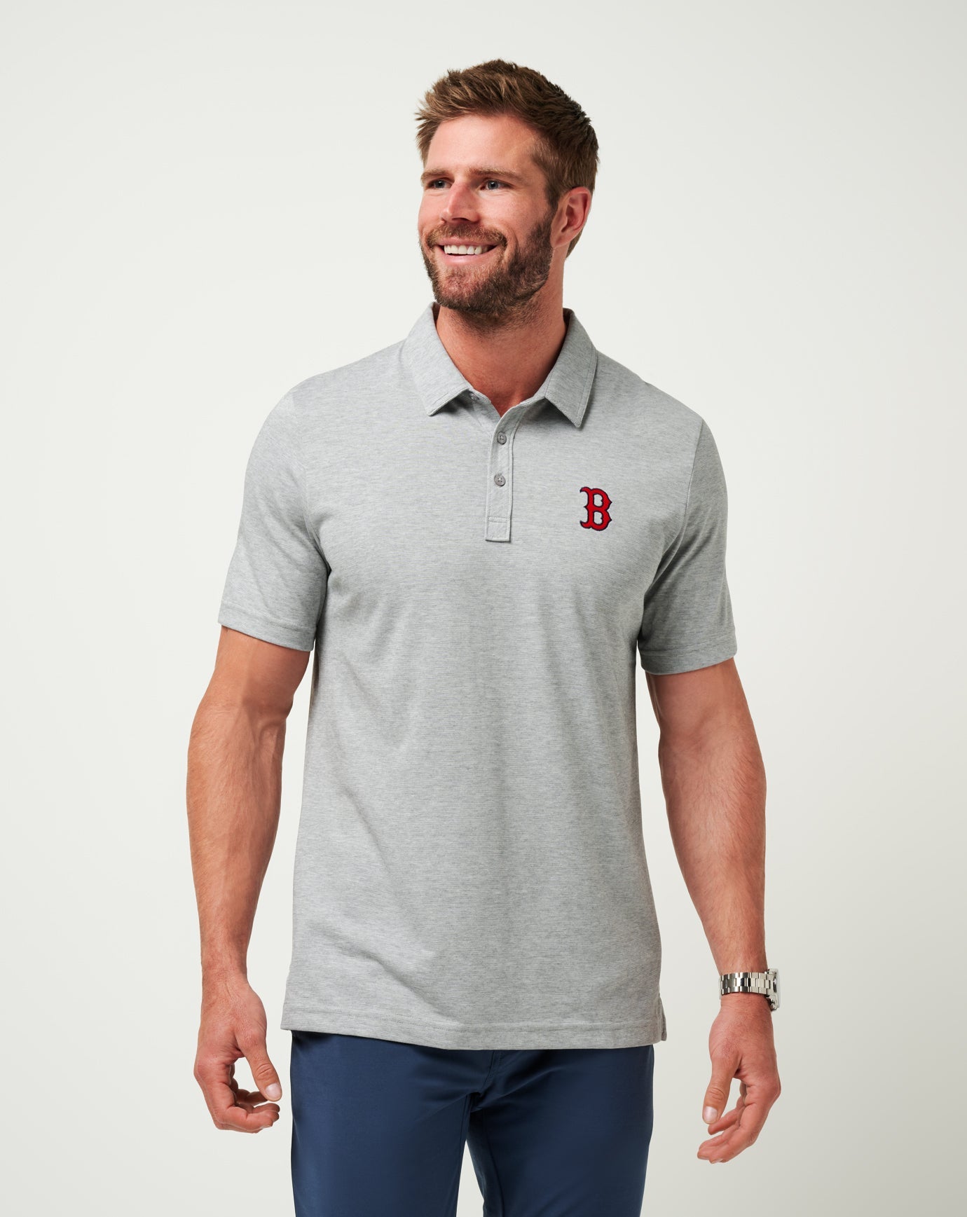Heather Grey Travis Mathew Boston Red Sox The Zinna Polo