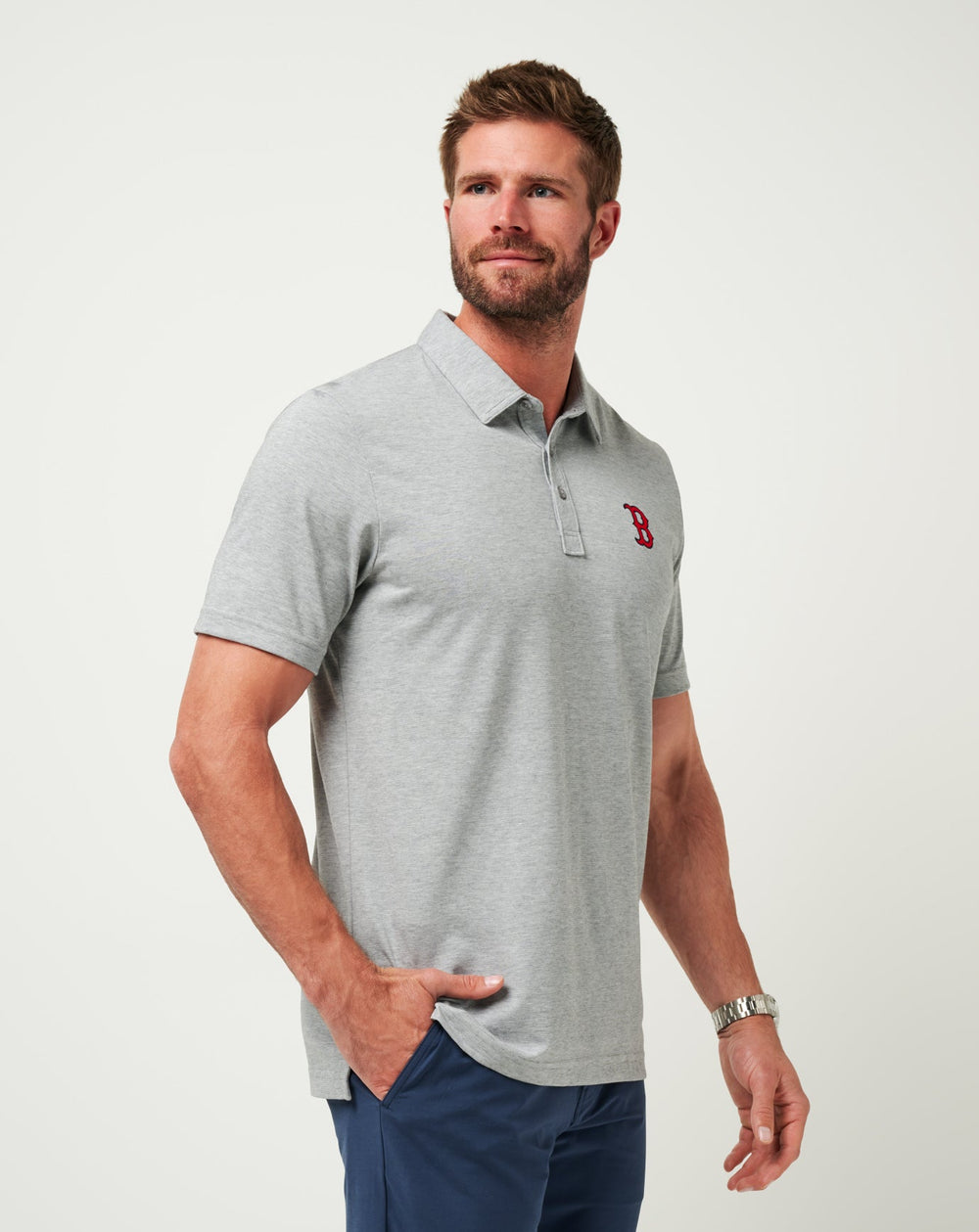 Heather Grey Travis Mathew Boston Red Sox The Zinna Polo